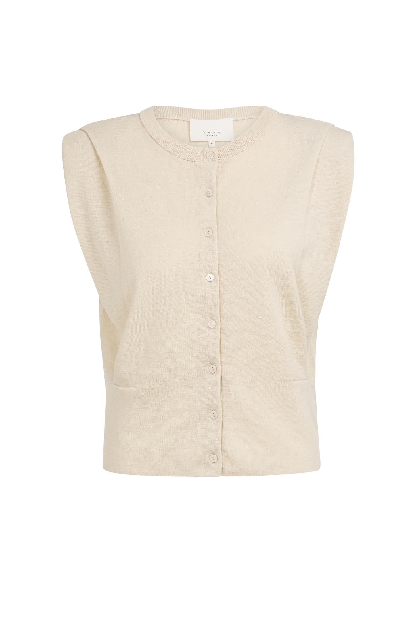 Sleeveless cardigan with shoulder detail and buttons - Type: product