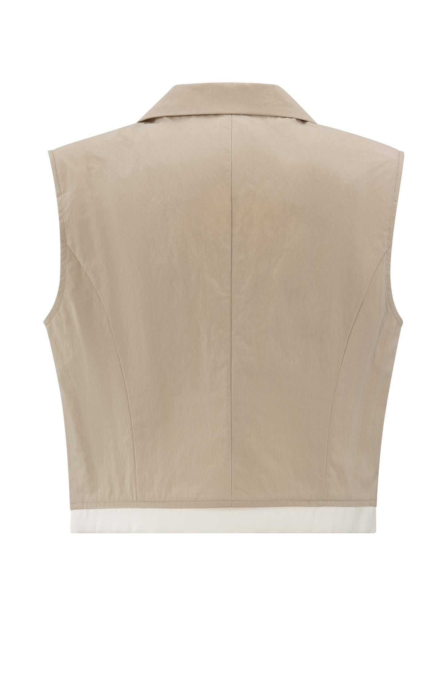 Sleeveless cotton gilet with contrasting details