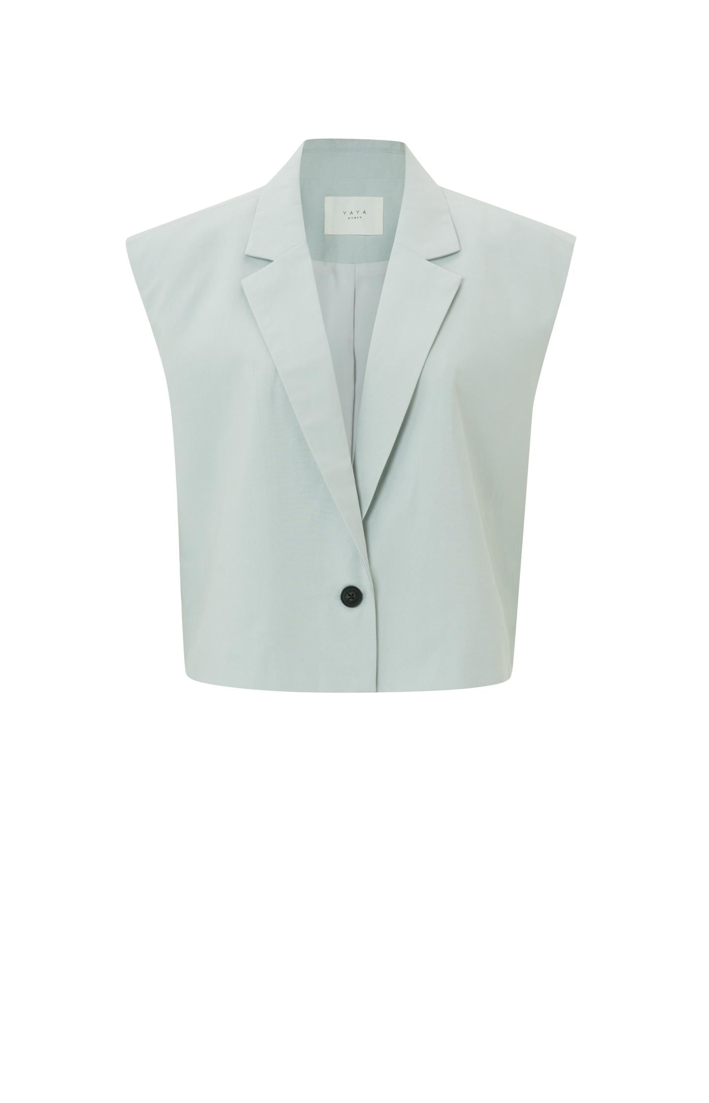 Sleeveless cropped blazer with button and collar - Type: product