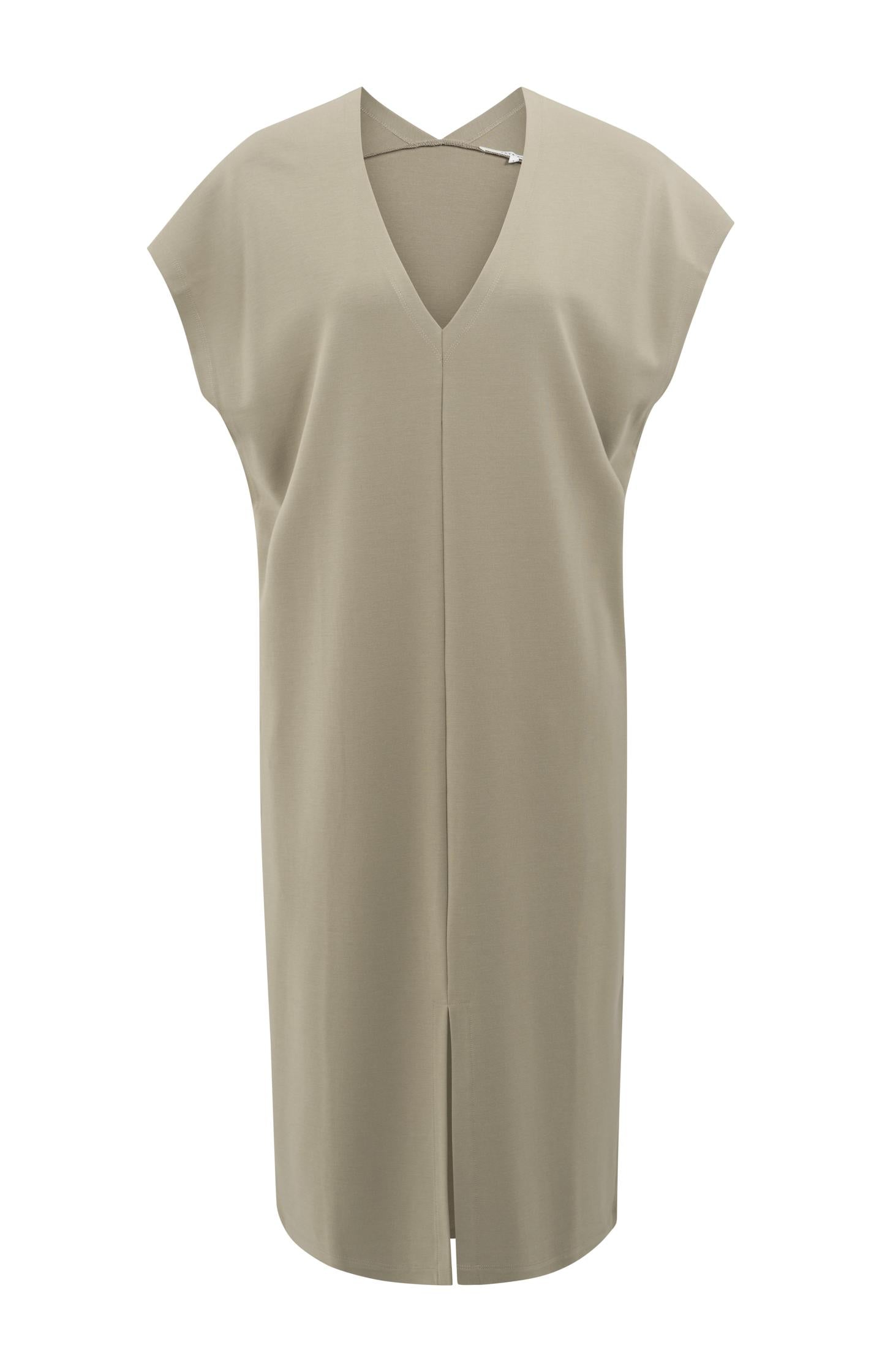 Sleeveless dress with double V-neck and front slit - Type: product