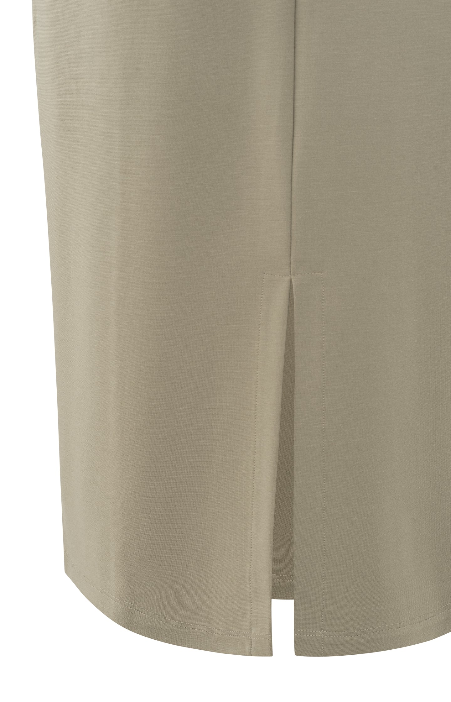 Sleeveless dress with double V-neck and front slit