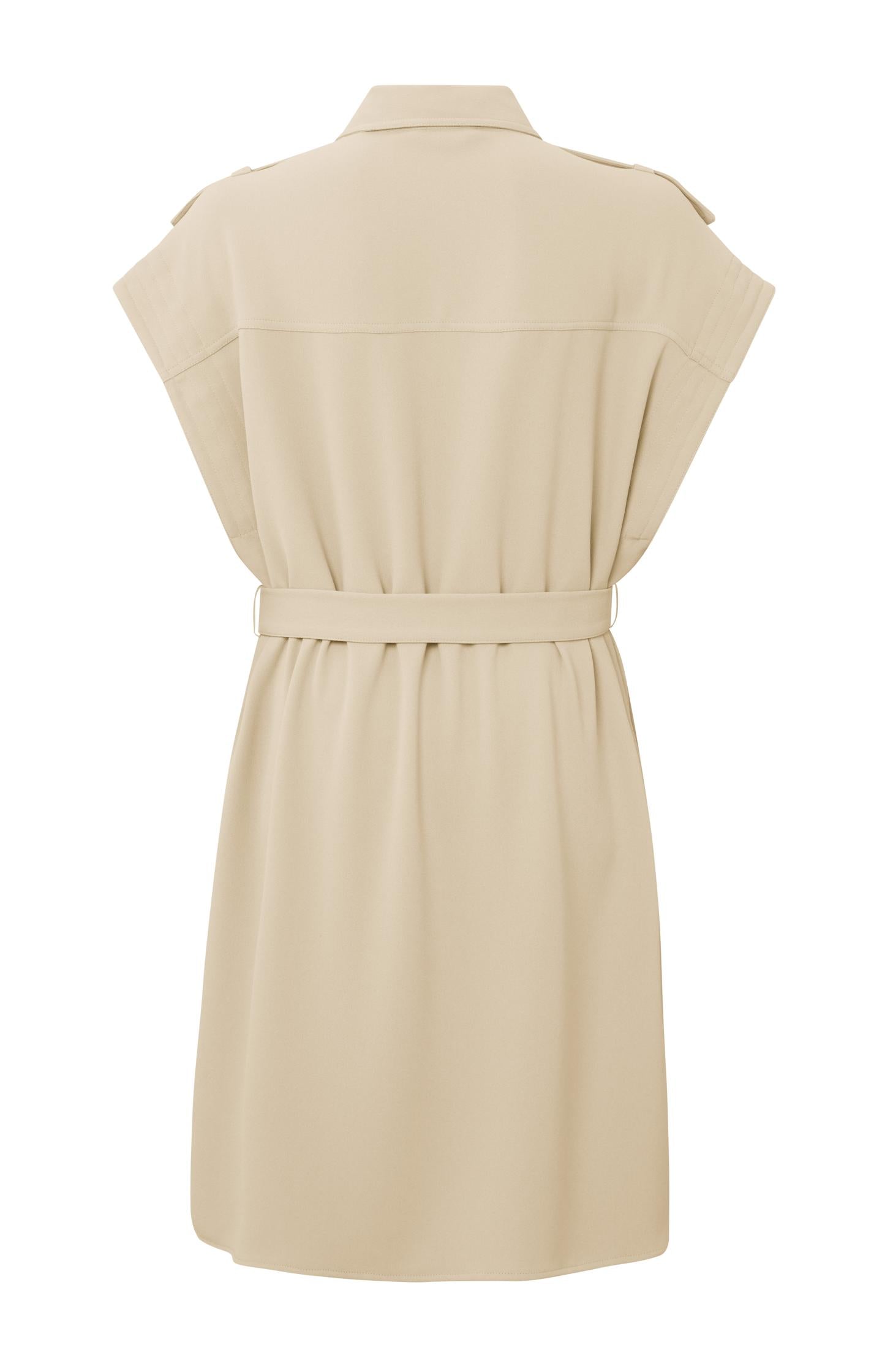 Sleeveless dress with pockets, buttons and shoulder details