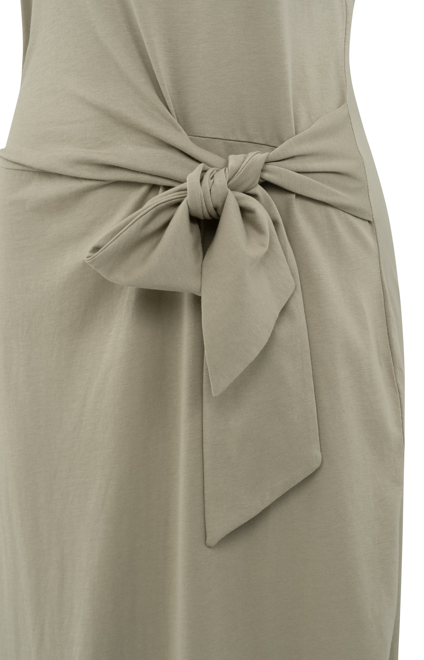 Sleeveless dress with waist tie detail