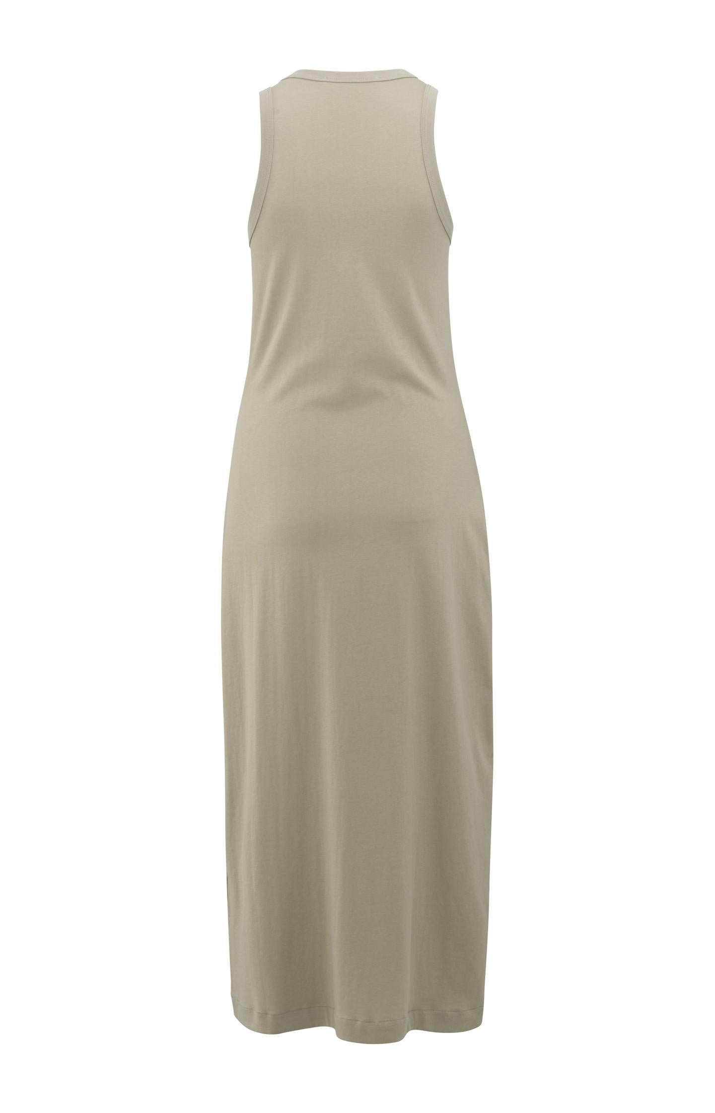 Sleeveless dress with waist tie detail