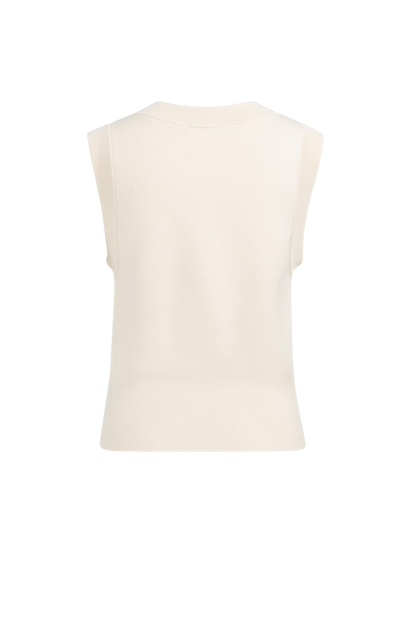 Sleeveless fine knitted cardigan with button closure