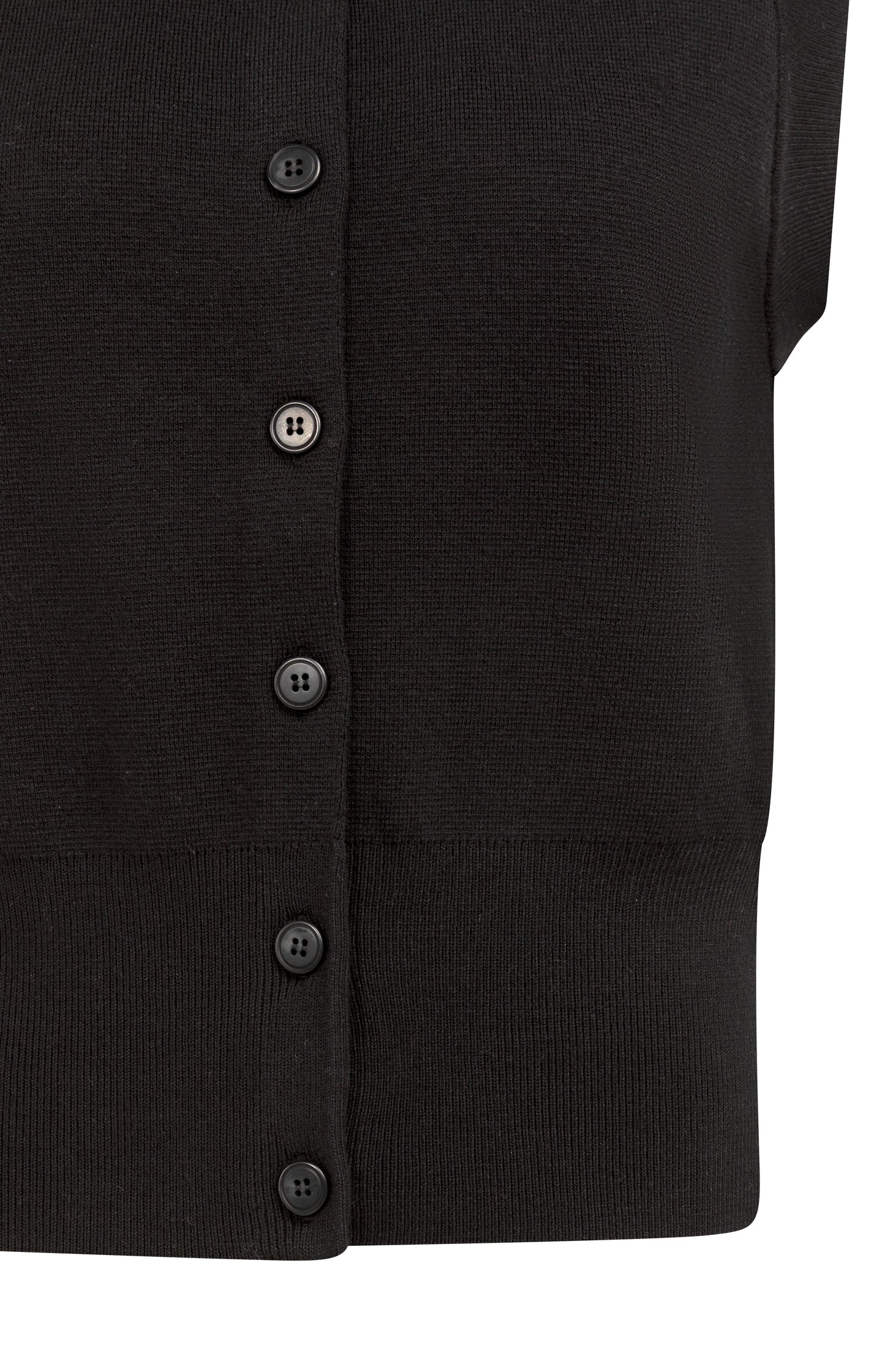 Sleeveless fine knitted cardigan with button closure