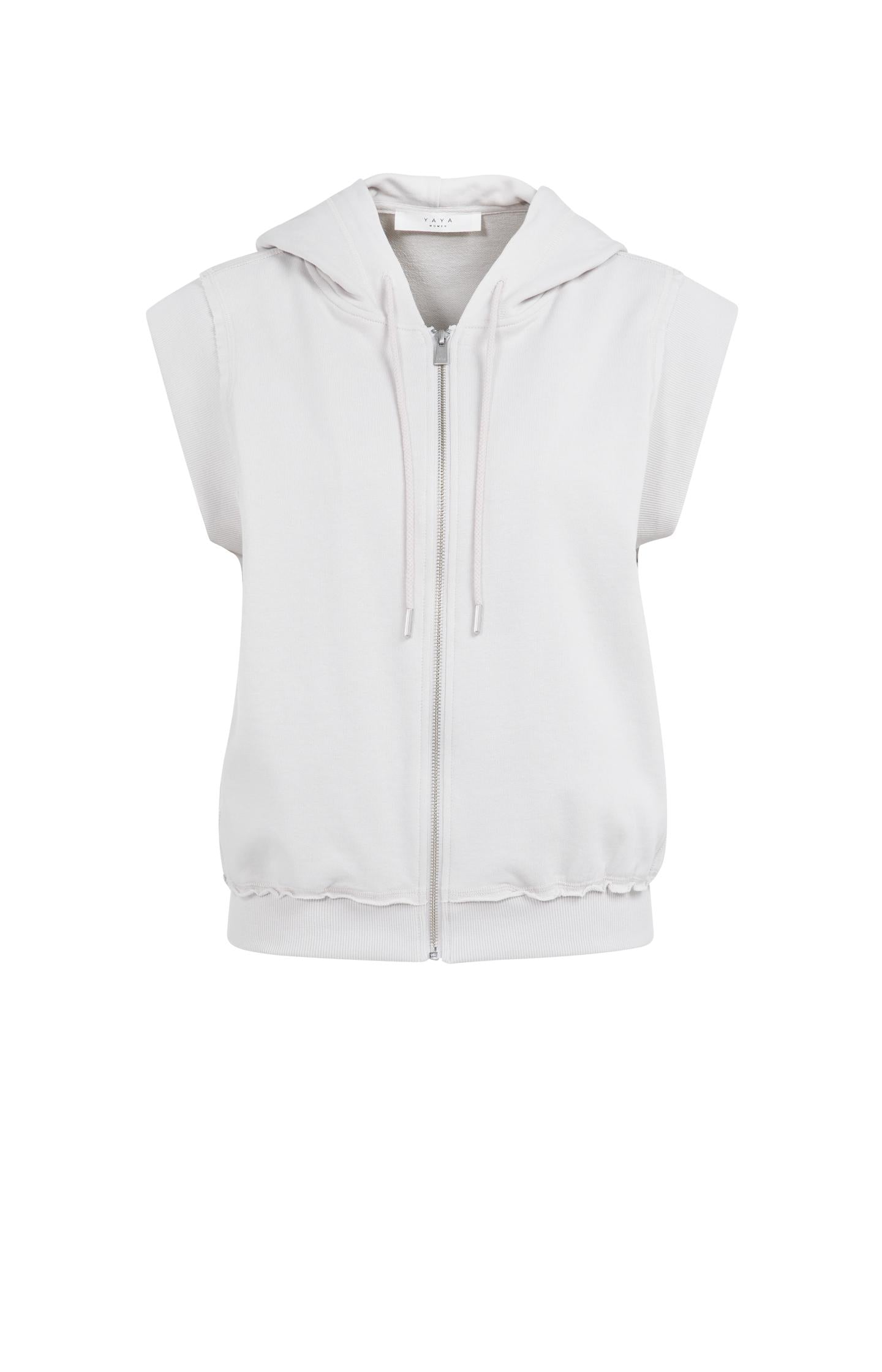 Sleeveless hoodie with cords
