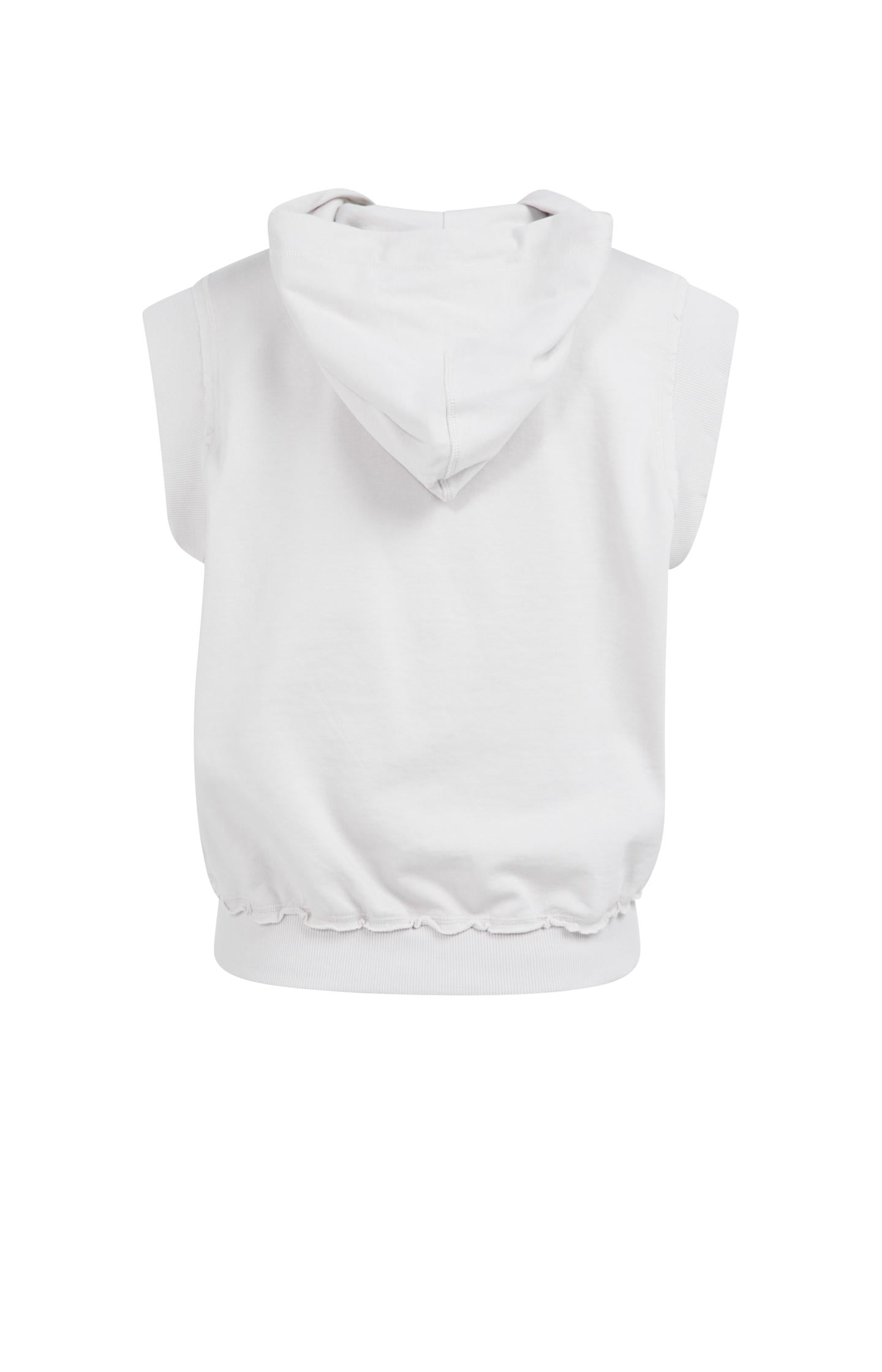 Sleeveless hoodie with cords