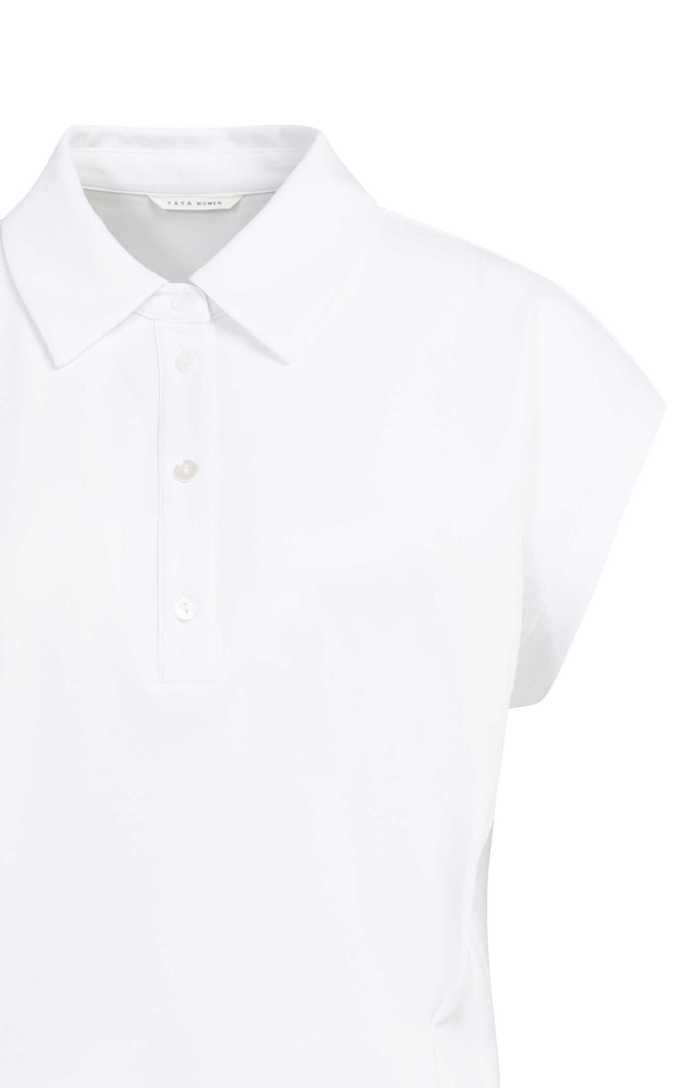 Sleeveless jersey blouse with tailored seams