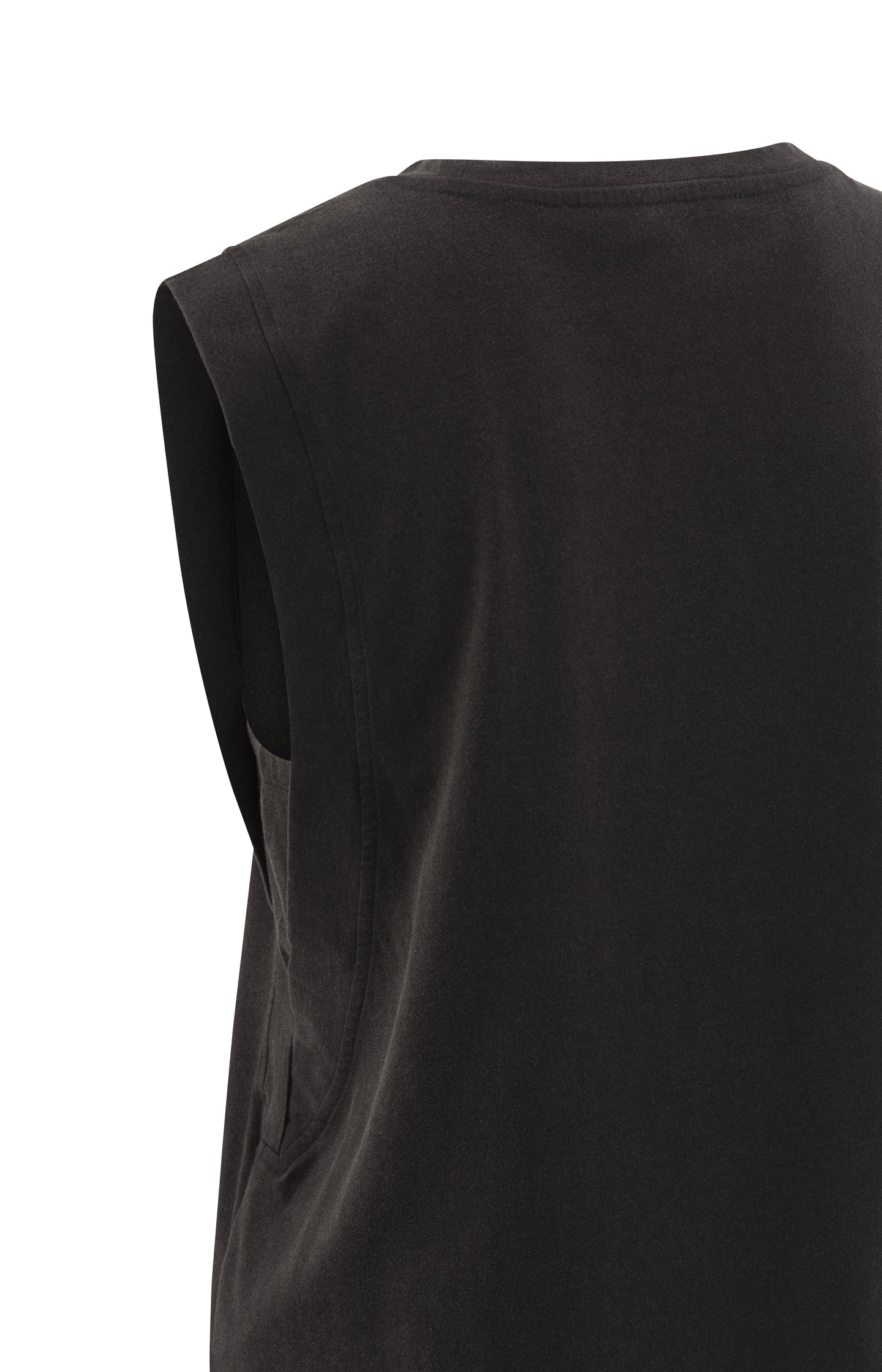 Sleeveless jersey top with round neck and detailed lines - Licorice Black