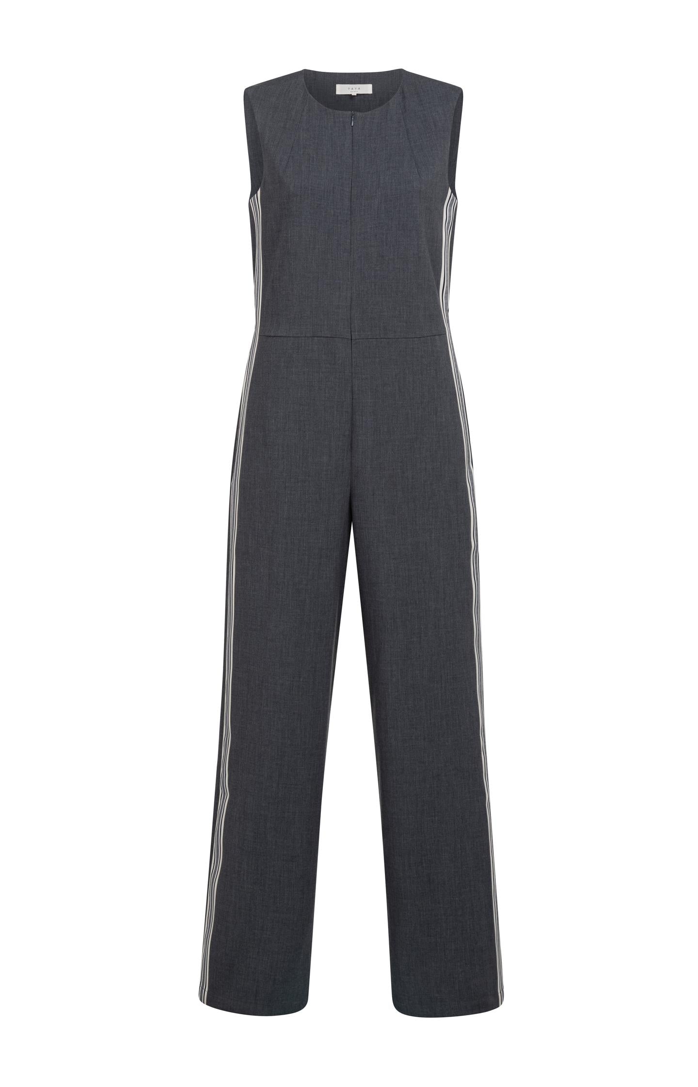 sudo wide salopette「stripe」 Sleeveless jumpsuit with wide legs and sporty stripe