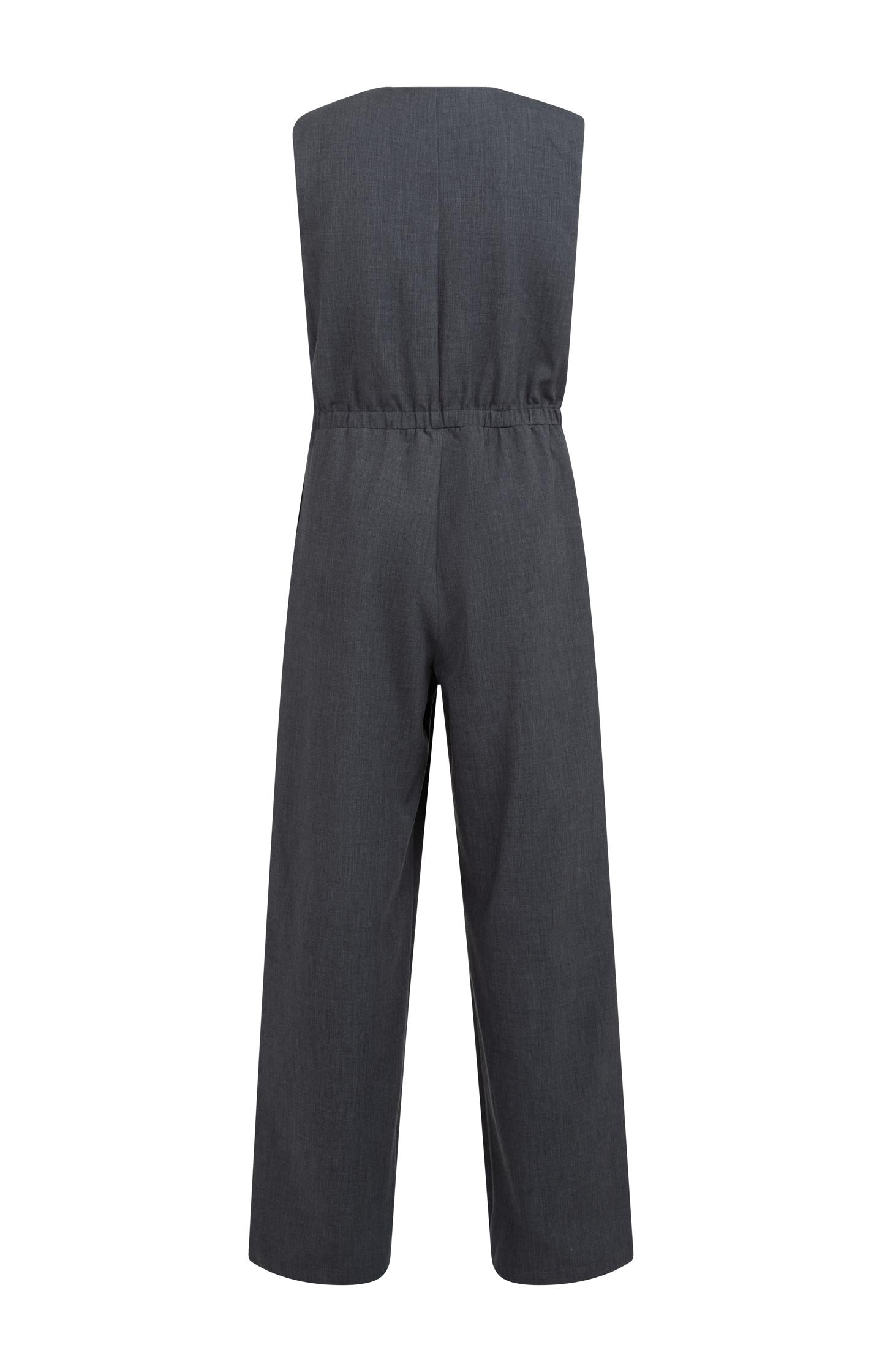 Sleeveless jumpsuit with wide legs and sporty stripe