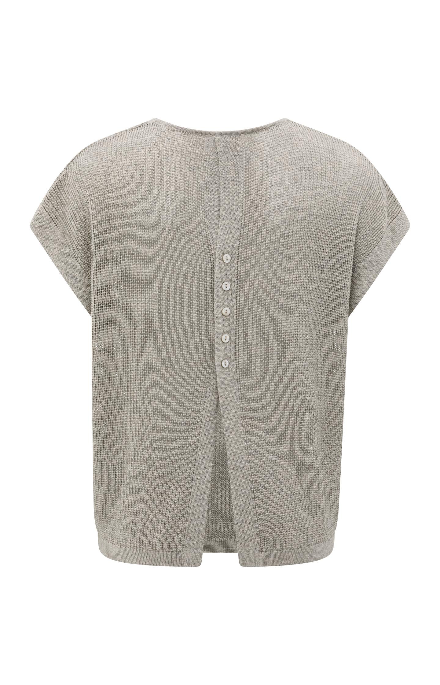 Sleeveless knit top with back button detail