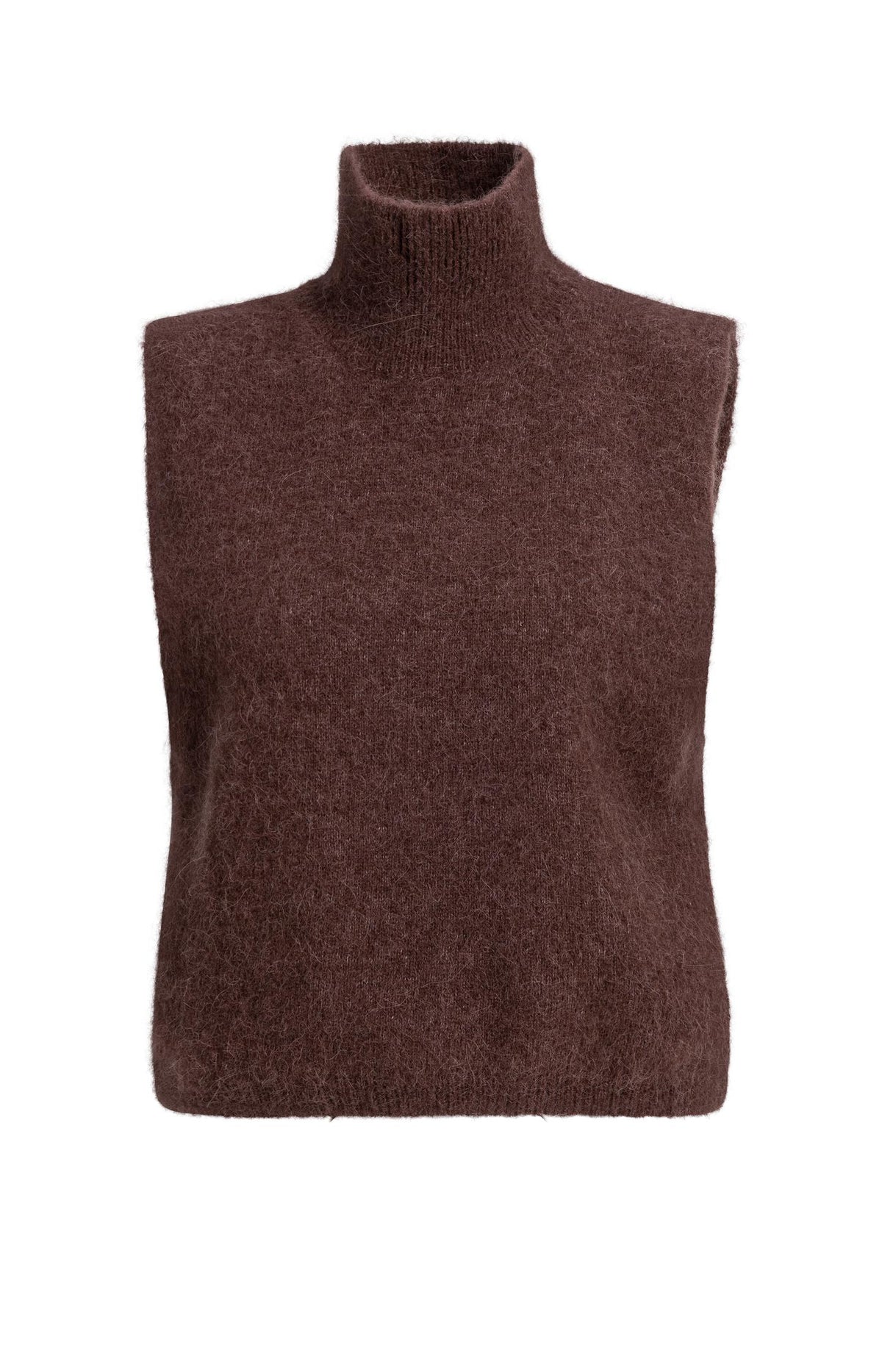 Ärmelloser Strickpullover mit hohem Kragen - Soap Grey