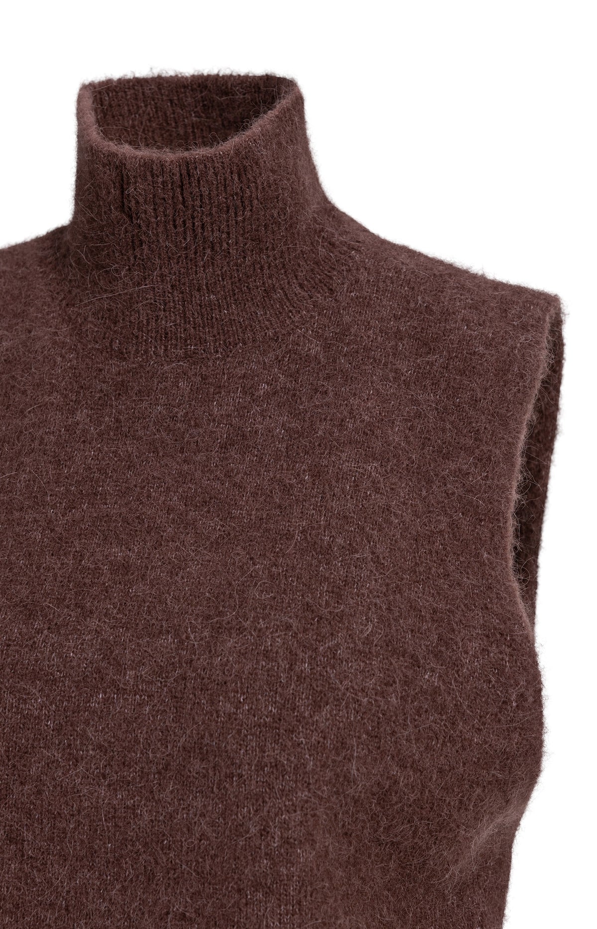 Pull sans manches en maille, col montant - Bitter Chocolate Red