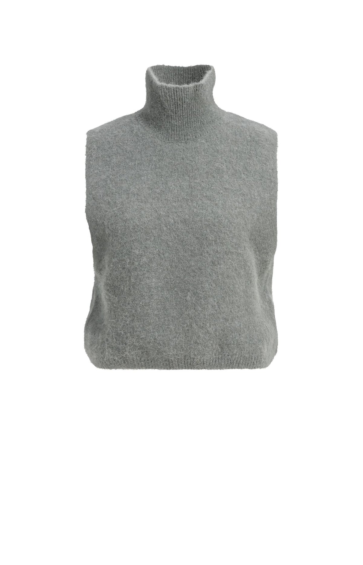 Ärmelloser Strickpullover mit hohem Kragen - Soap Grey