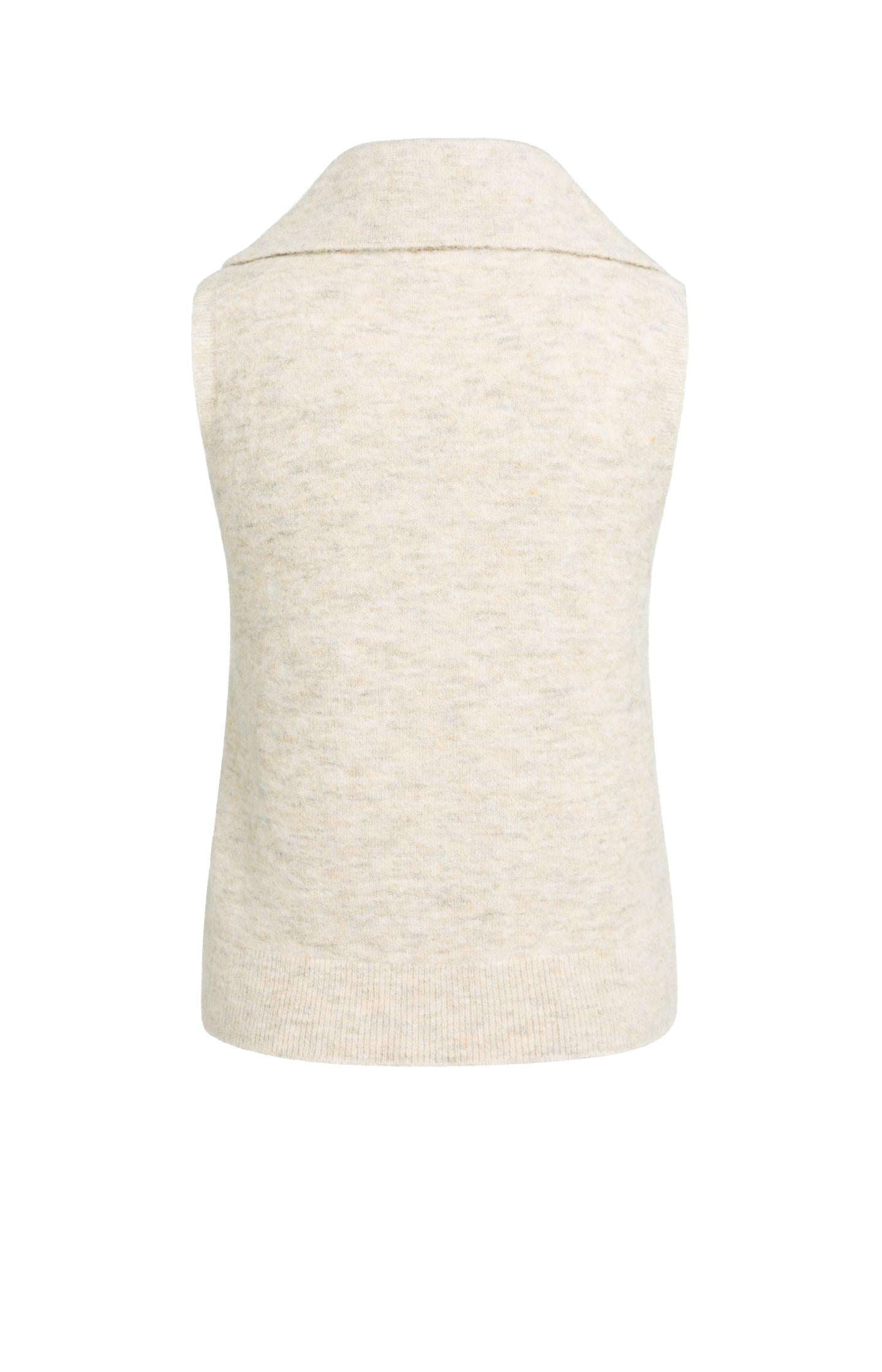 Sleeveless knitted top with collar