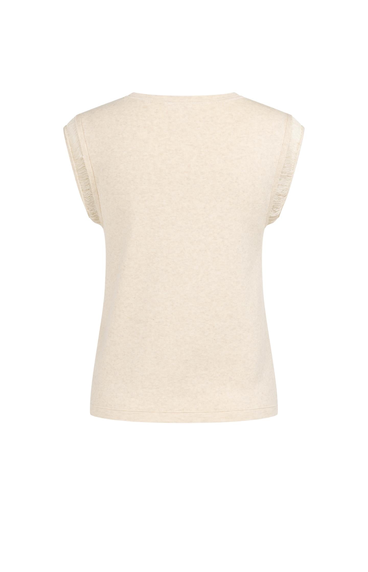 Sleeveless knitted top with playful sleeve edge