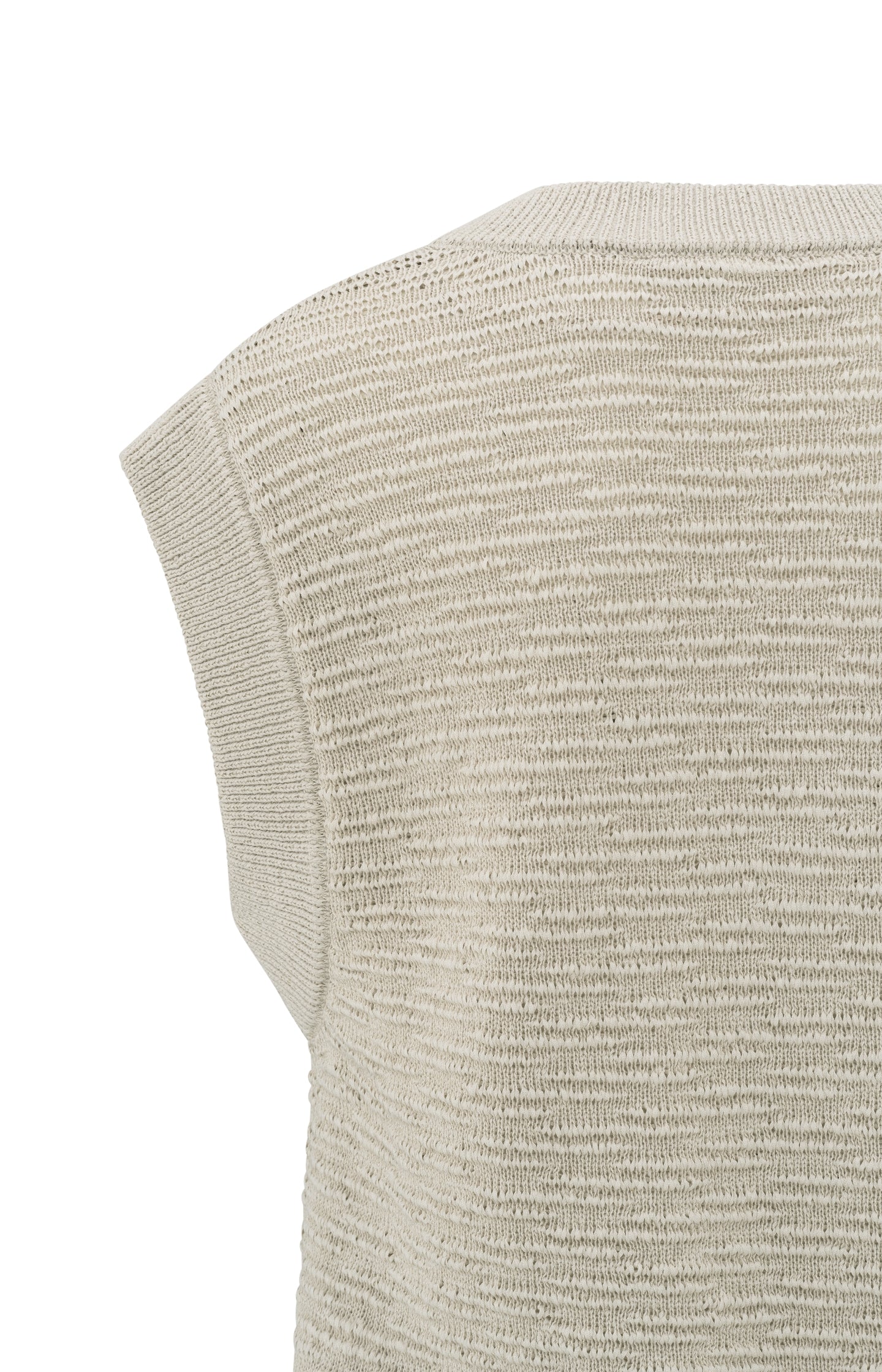 Sleeveless knitted top with texture and V-neck