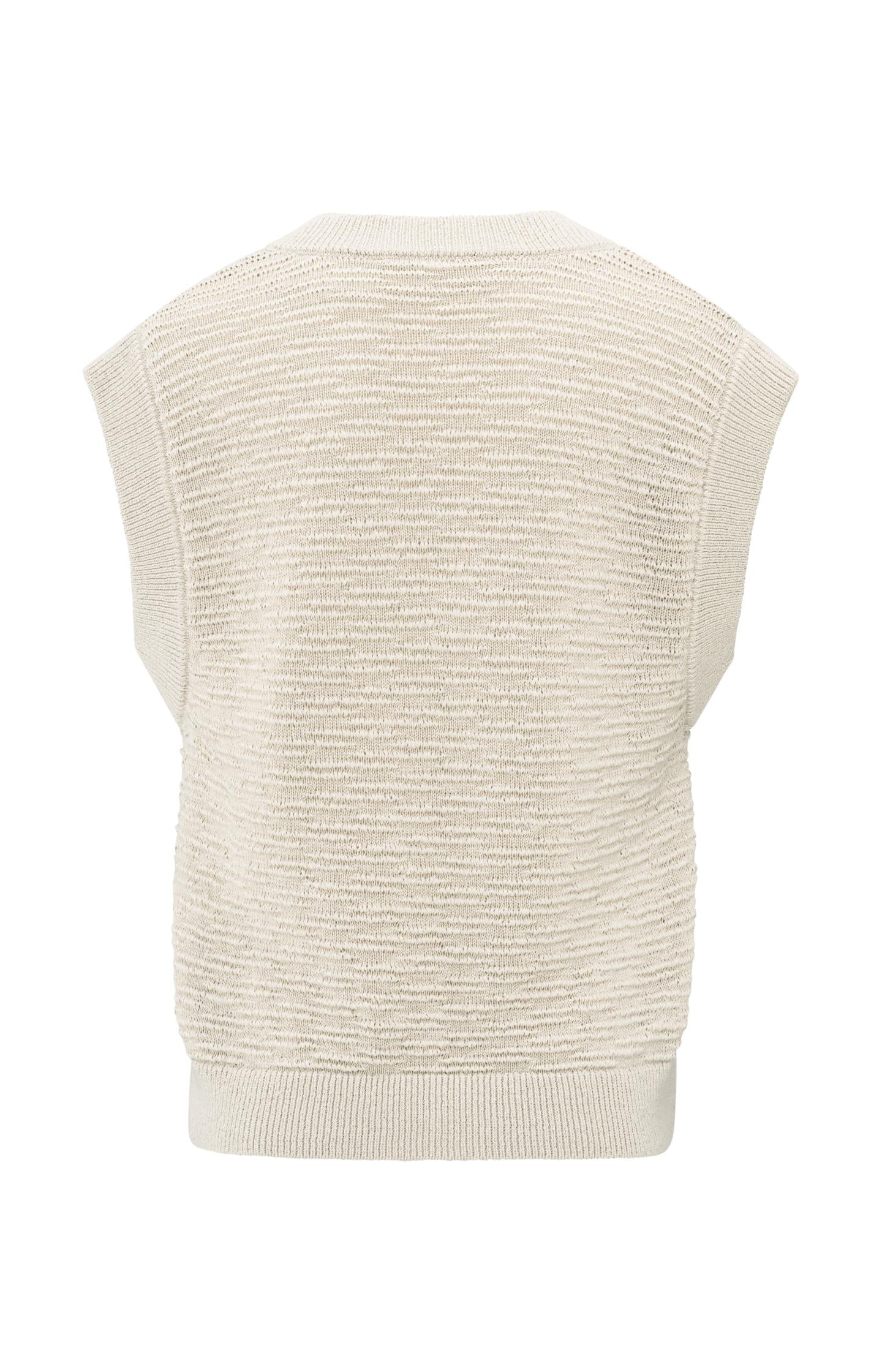 Sleeveless knitted top with texture and V-neck