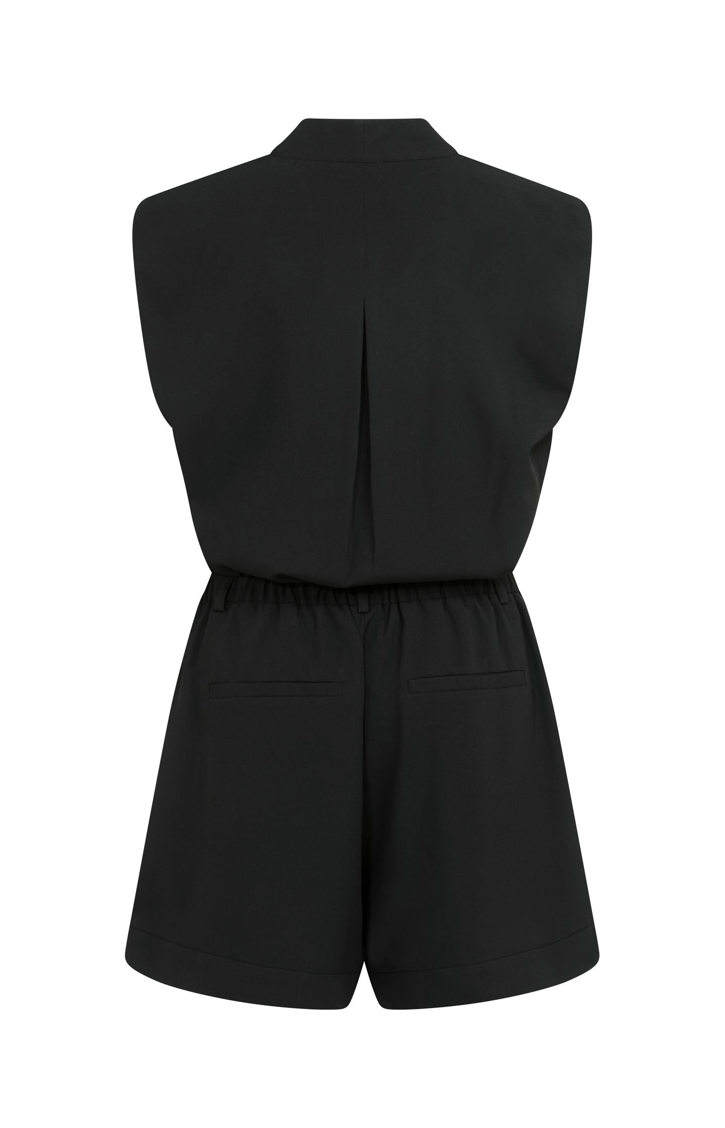 Sleeveless playsuit with wrap effect