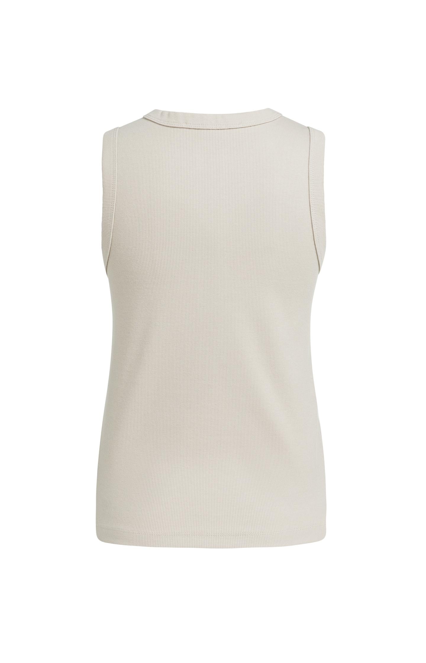 Sleeveless rib top with button placket
