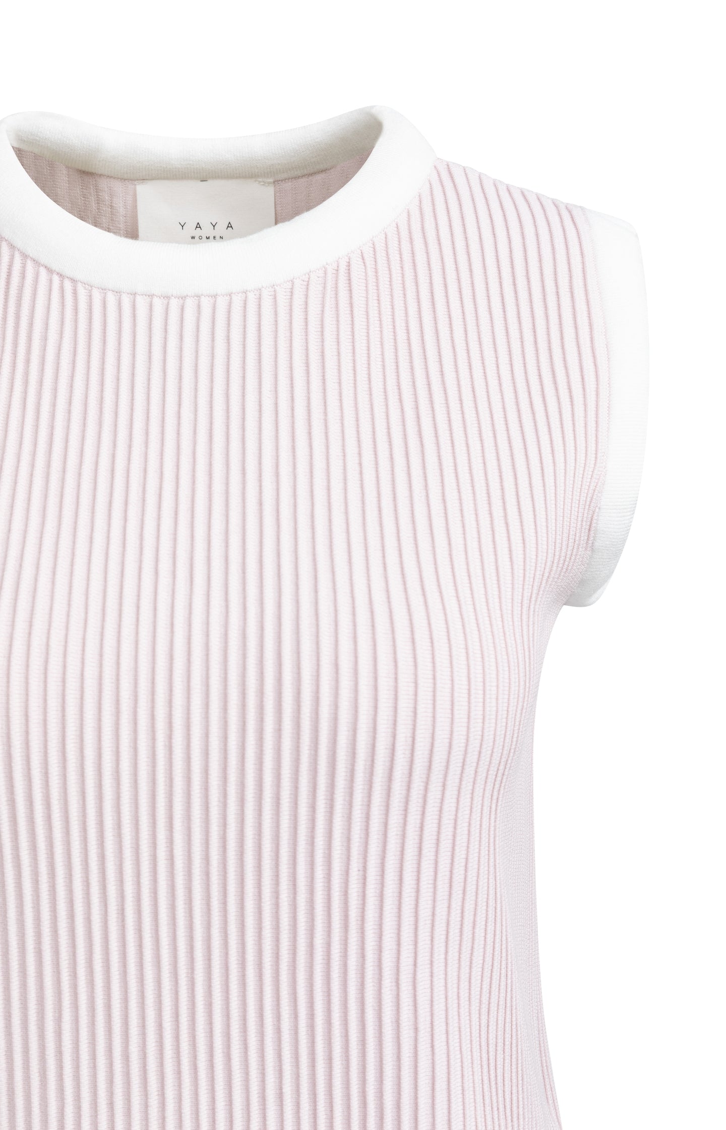 Sleeveless ribbed sweater with crew neckline