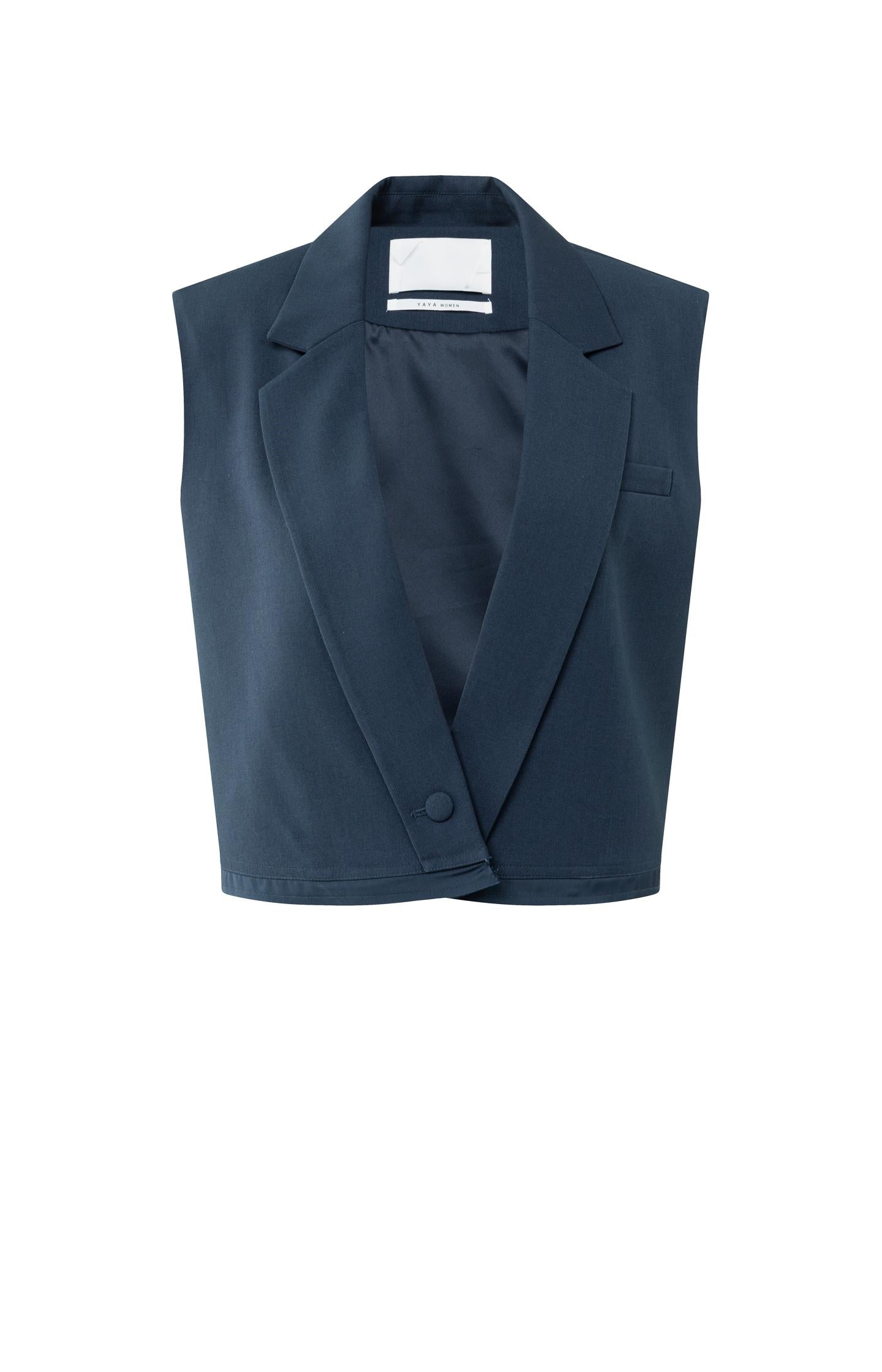 Sleeveless short blazer with double layer effect - Type: product