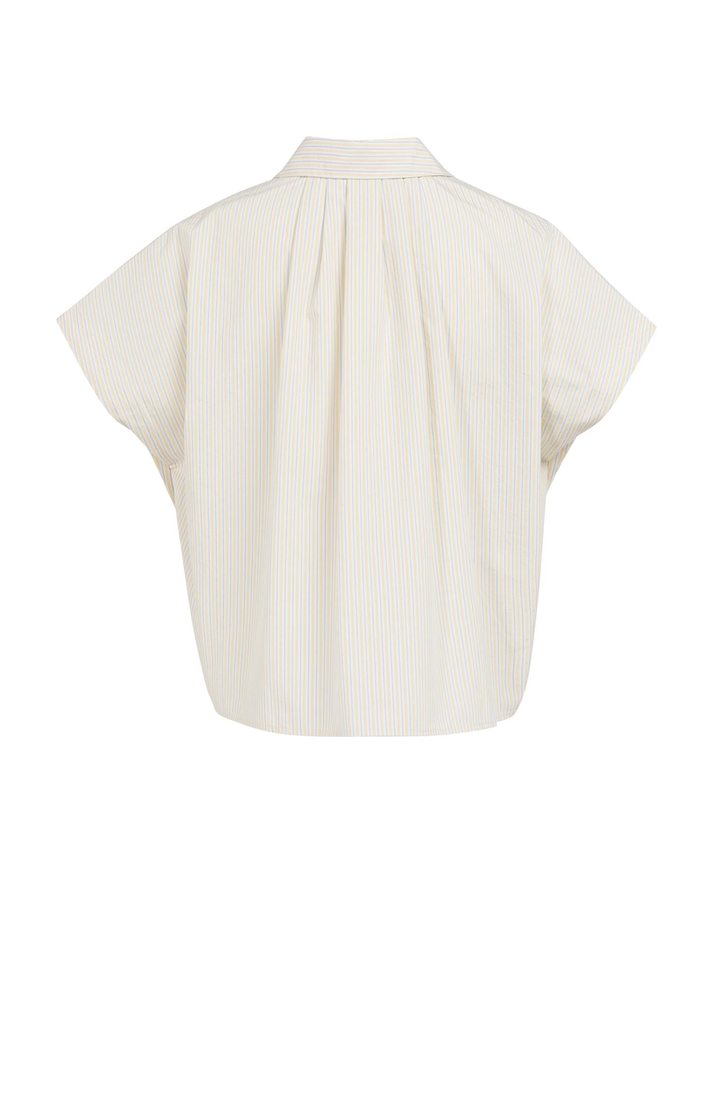 Sleeveless striped blouse with button detail