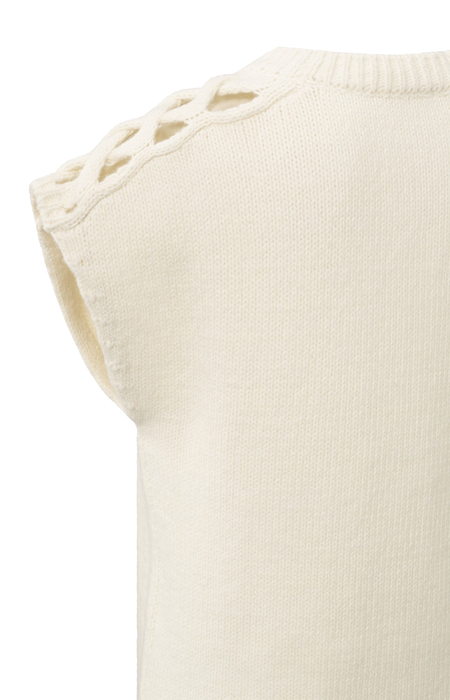 Sleeveless sweater with cable details on the shoulders