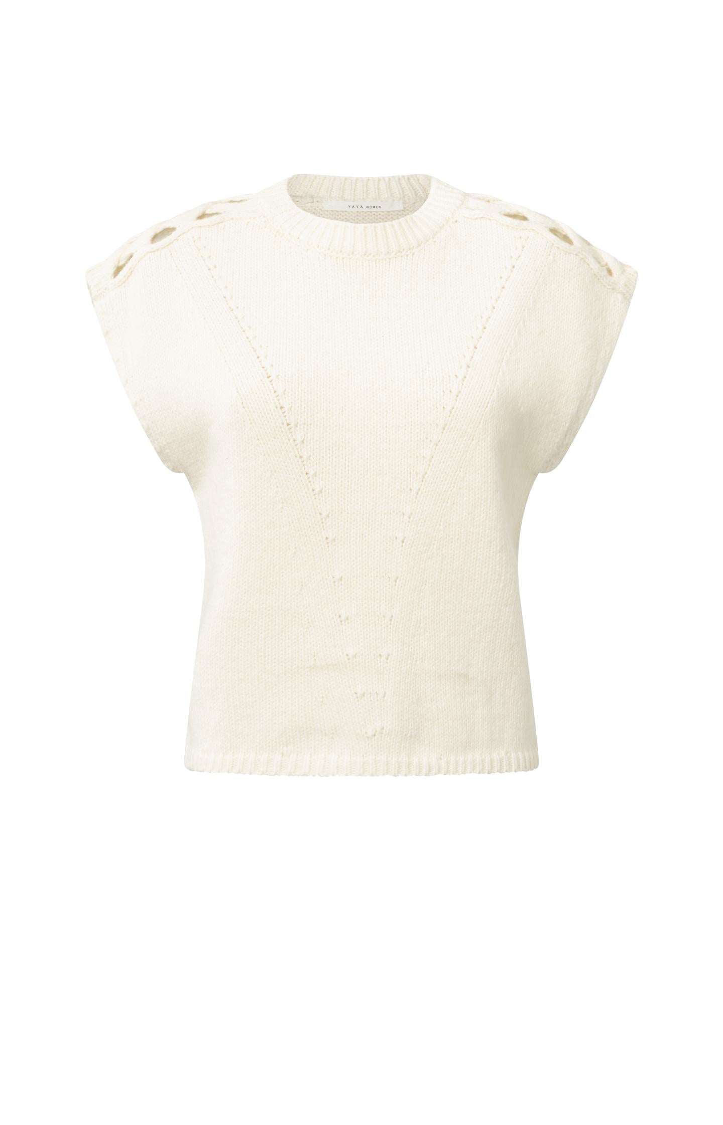 Sleeveless sweater with cable details on the shoulders - Type: product