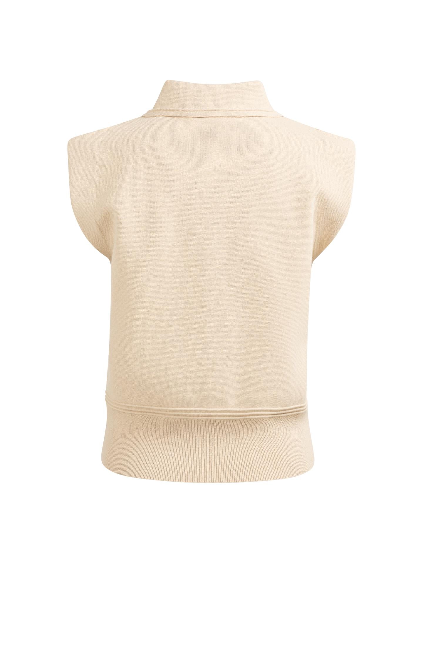 Sleeveless sweater with collar and buttons