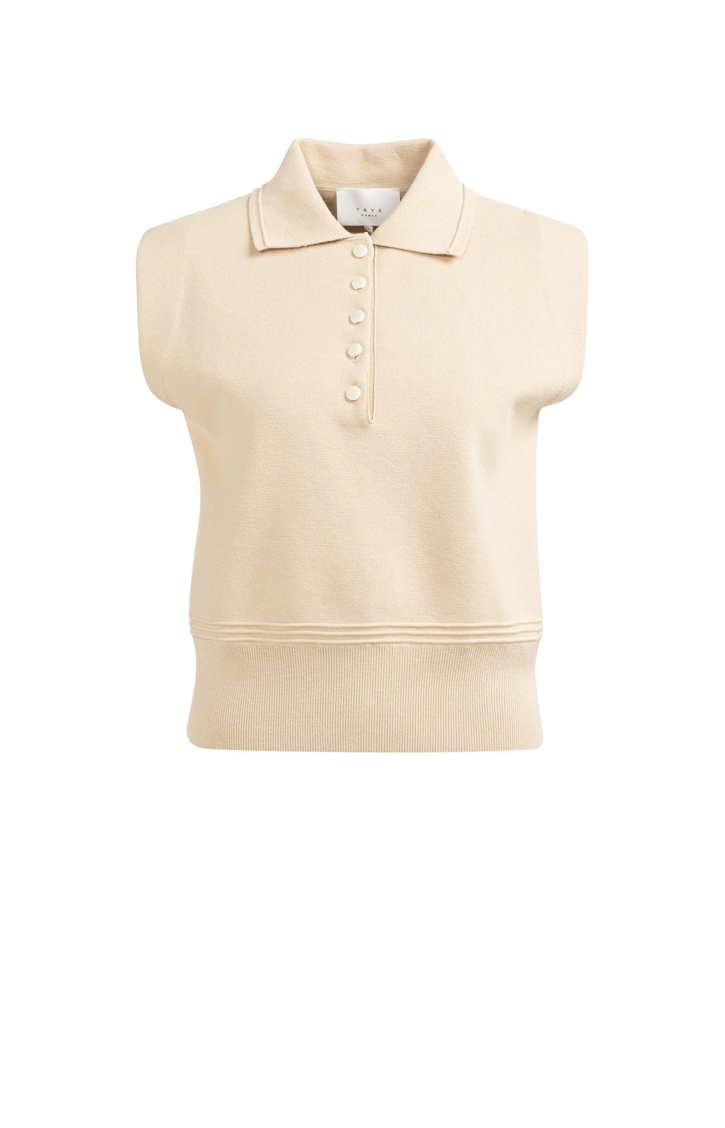 Sleeveless sweater with collar and buttons - Type: product