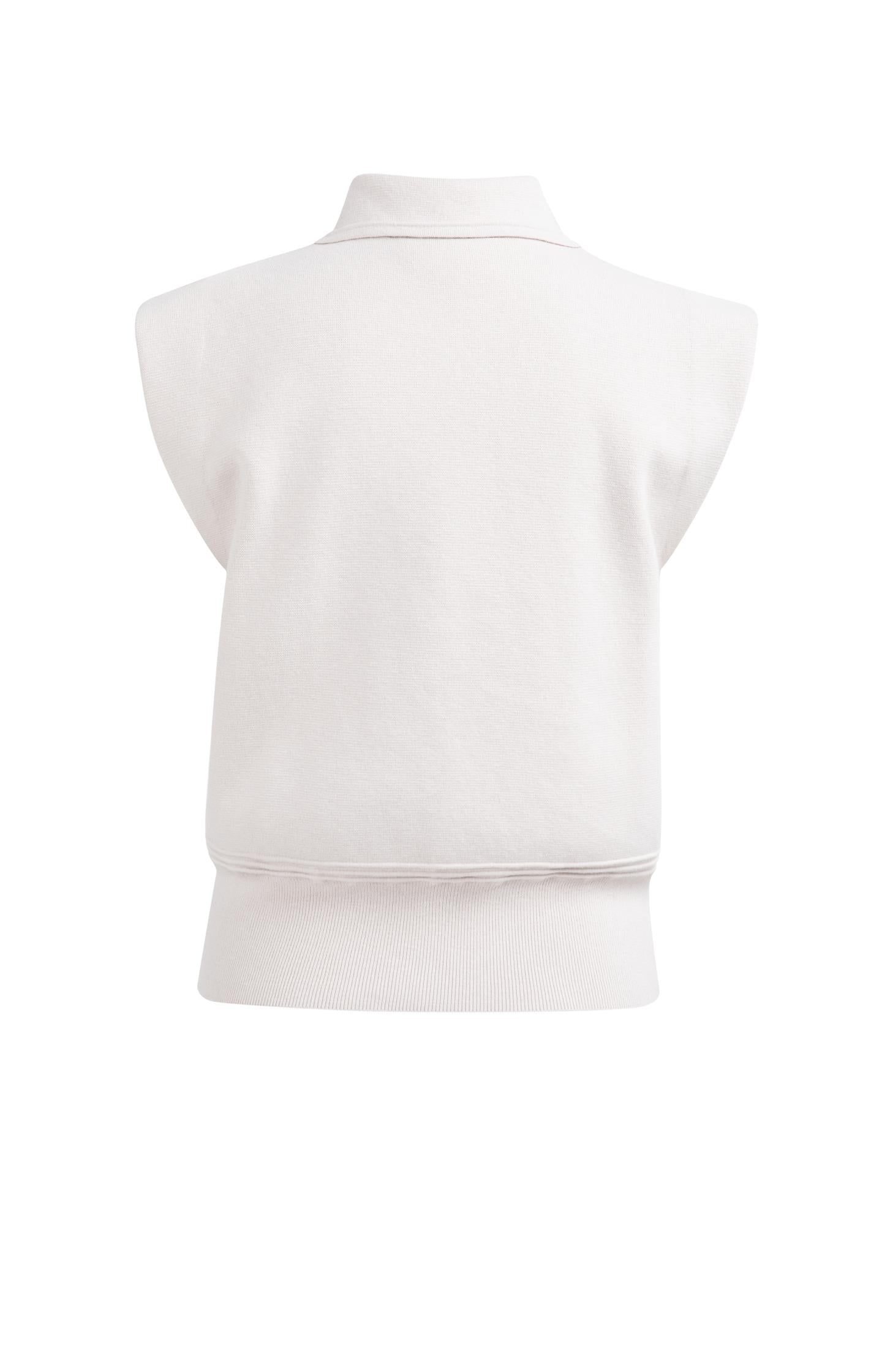 Sleeveless sweater with collar and buttons