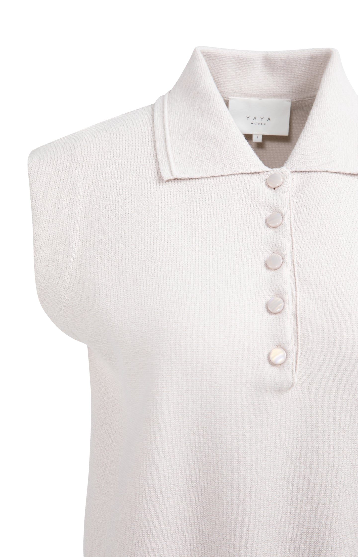 Sleeveless sweater with collar and buttons