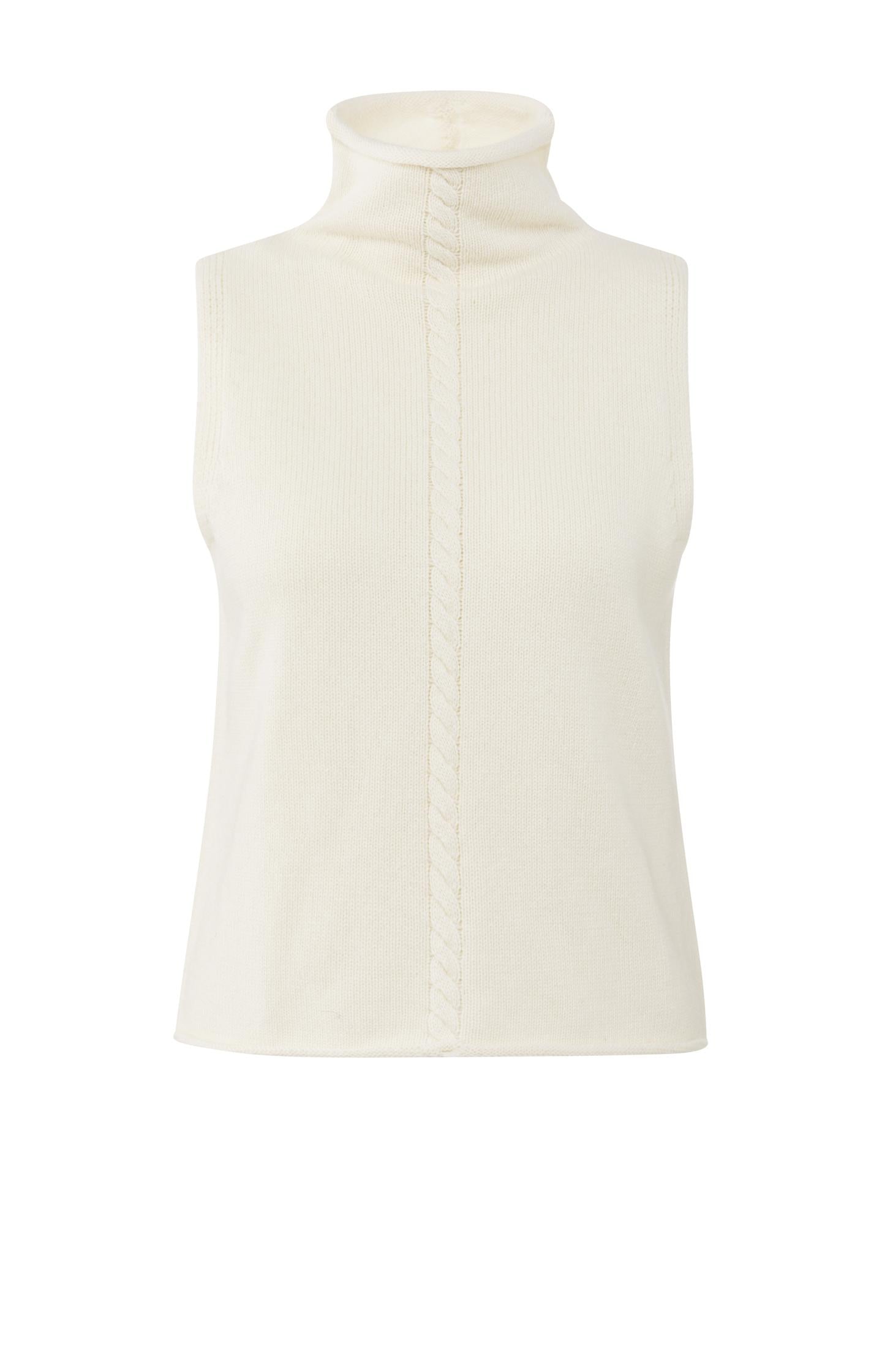 Sleeveless sweater with high neck and cable detail - Type: product