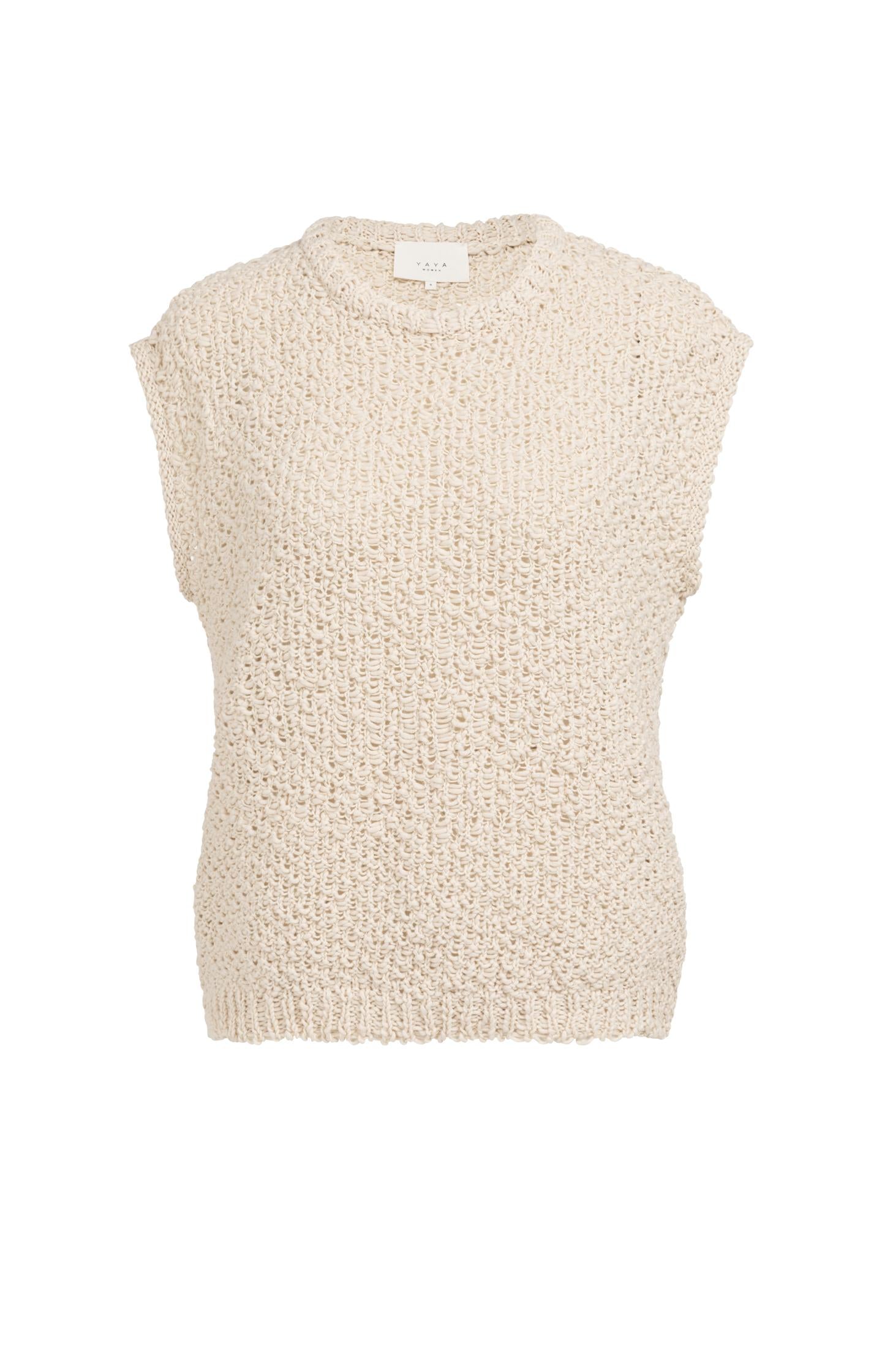Sleeveless sweater with open-knit texture - Type: product