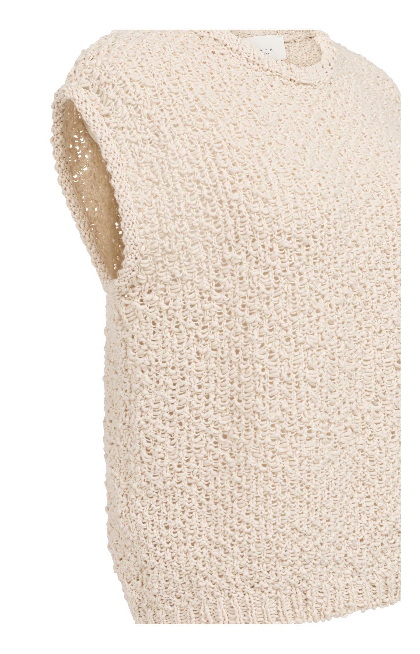 Sleeveless sweater with open-knit texture