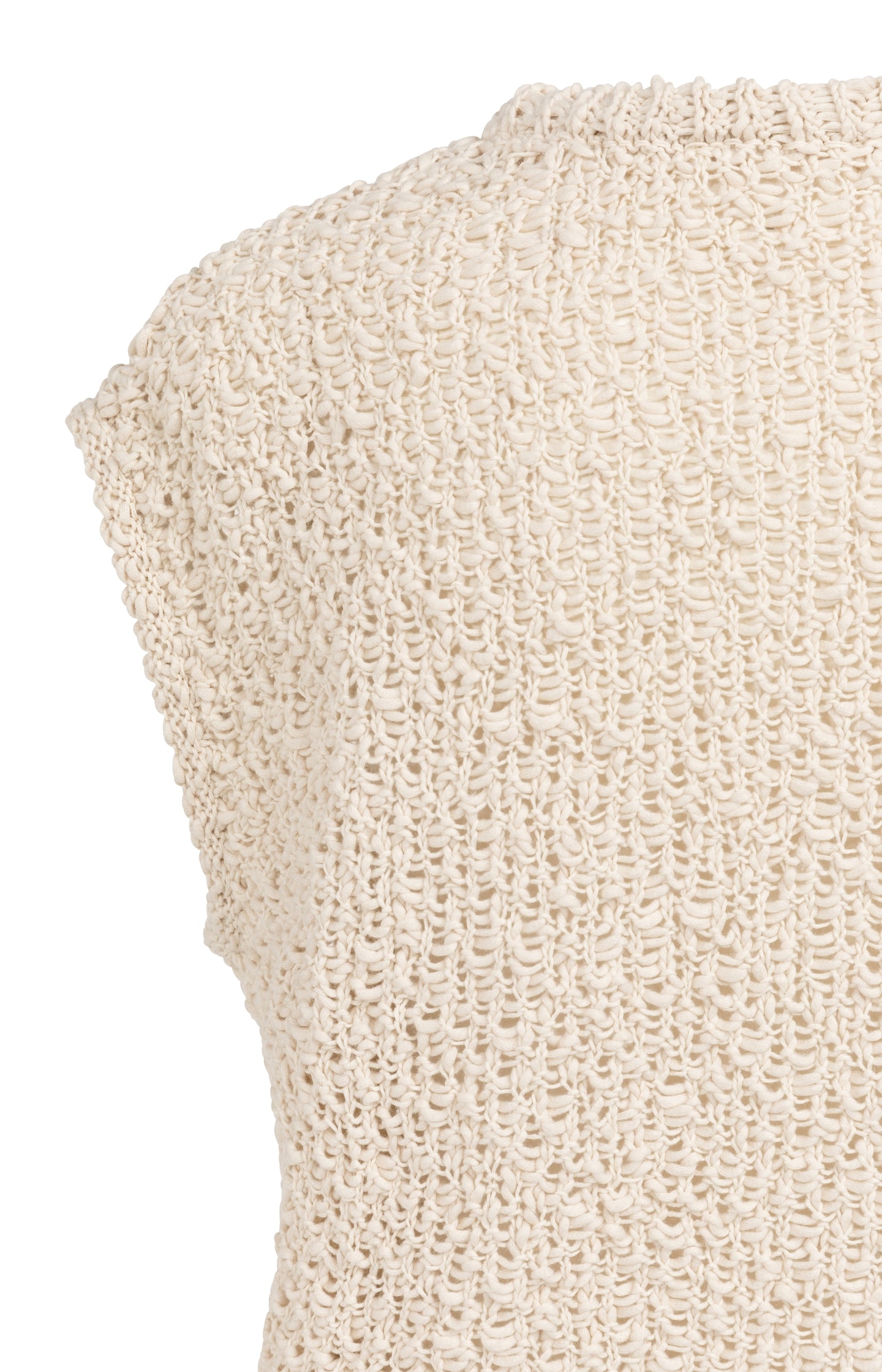 Sleeveless sweater with open-knit texture