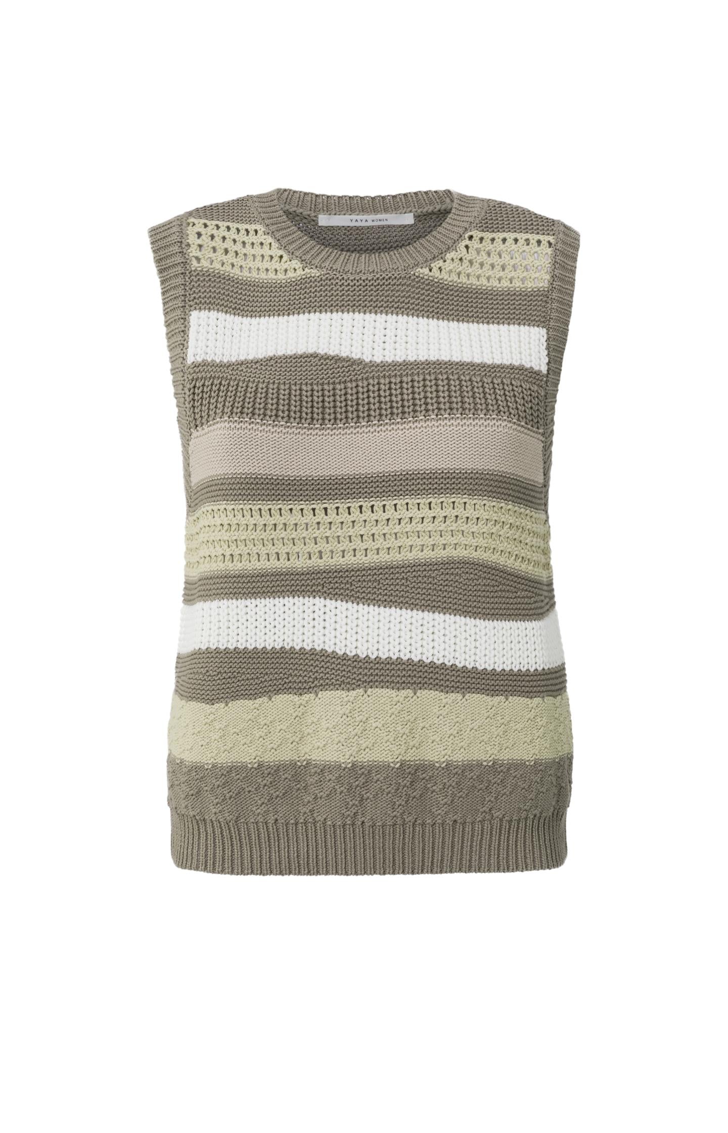 Sleeveless sweater with round neck and crocheted details - Type: product