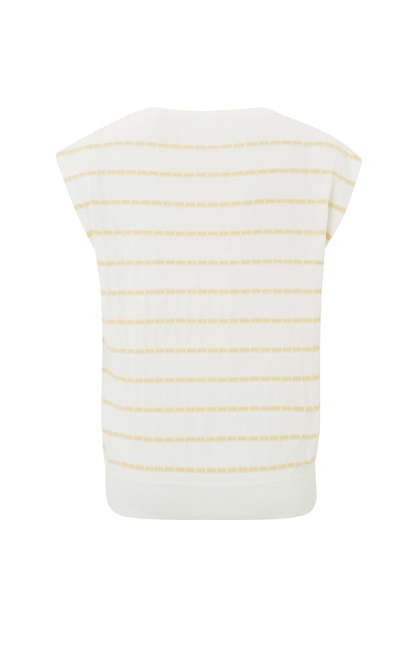 Sleeveless sweater with round neck and stripe pattern