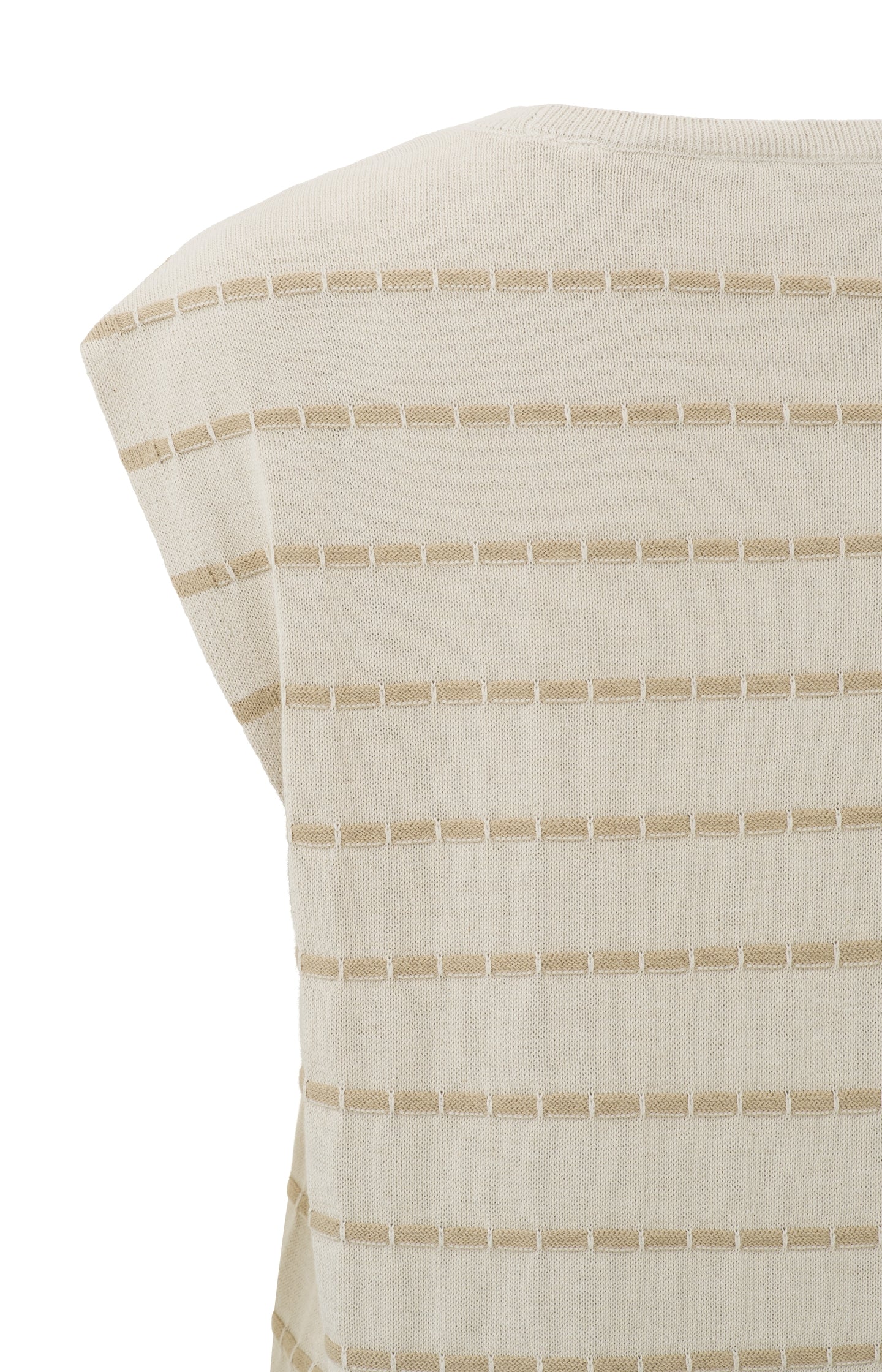 Sleeveless sweater with round neck and stripe pattern