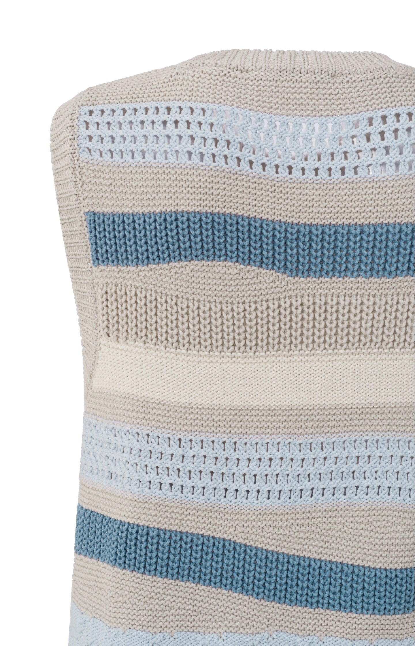 Sleeveless sweater with round neck and textured stripes