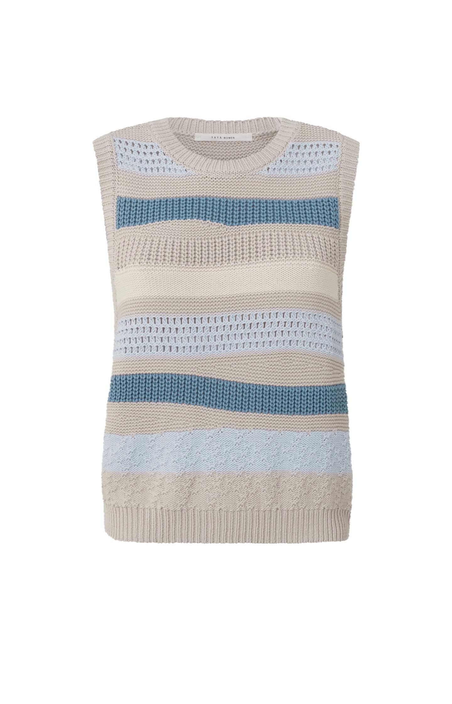 Sleeveless sweater with round neck and textured stripes - Type: product