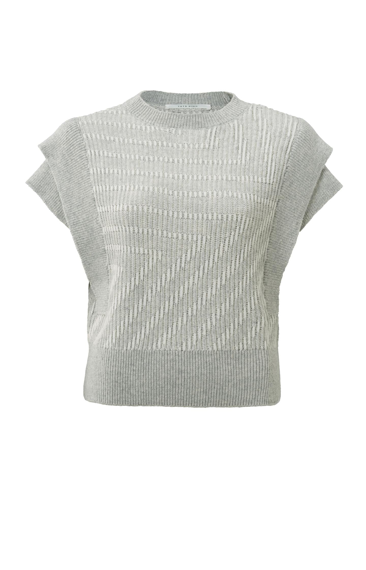 Sleeveless sweater with round neck, print and shoulder detai - Type: product