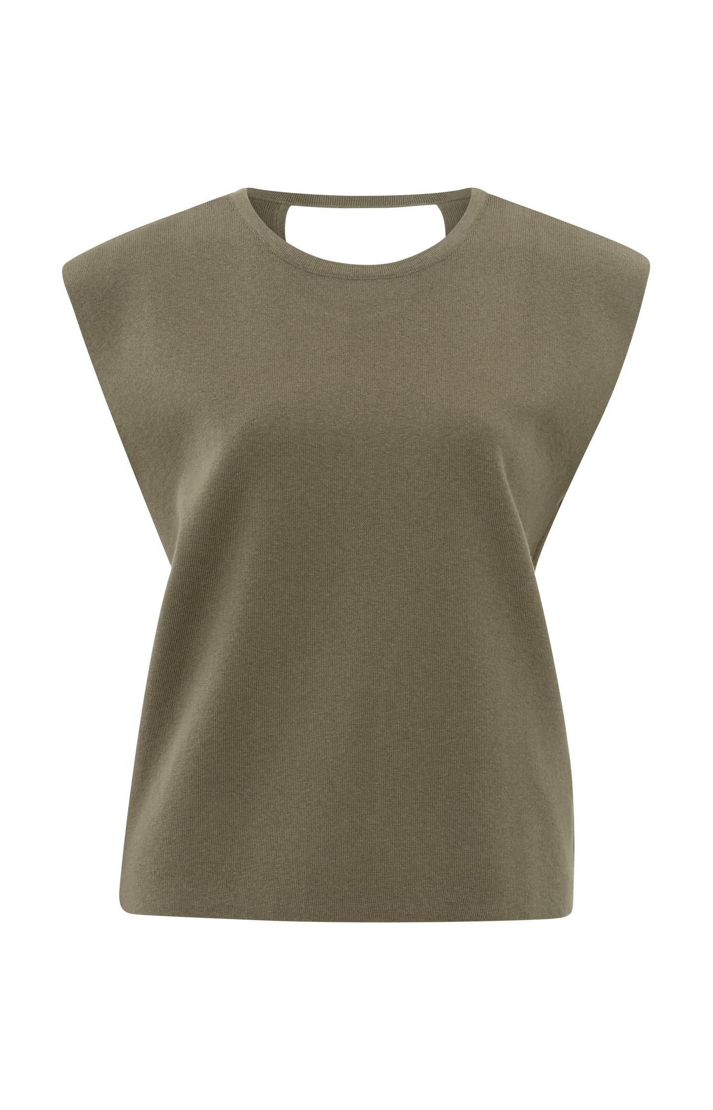 Sleeveless sweater with round neck, regular fit and cutout - Type: product