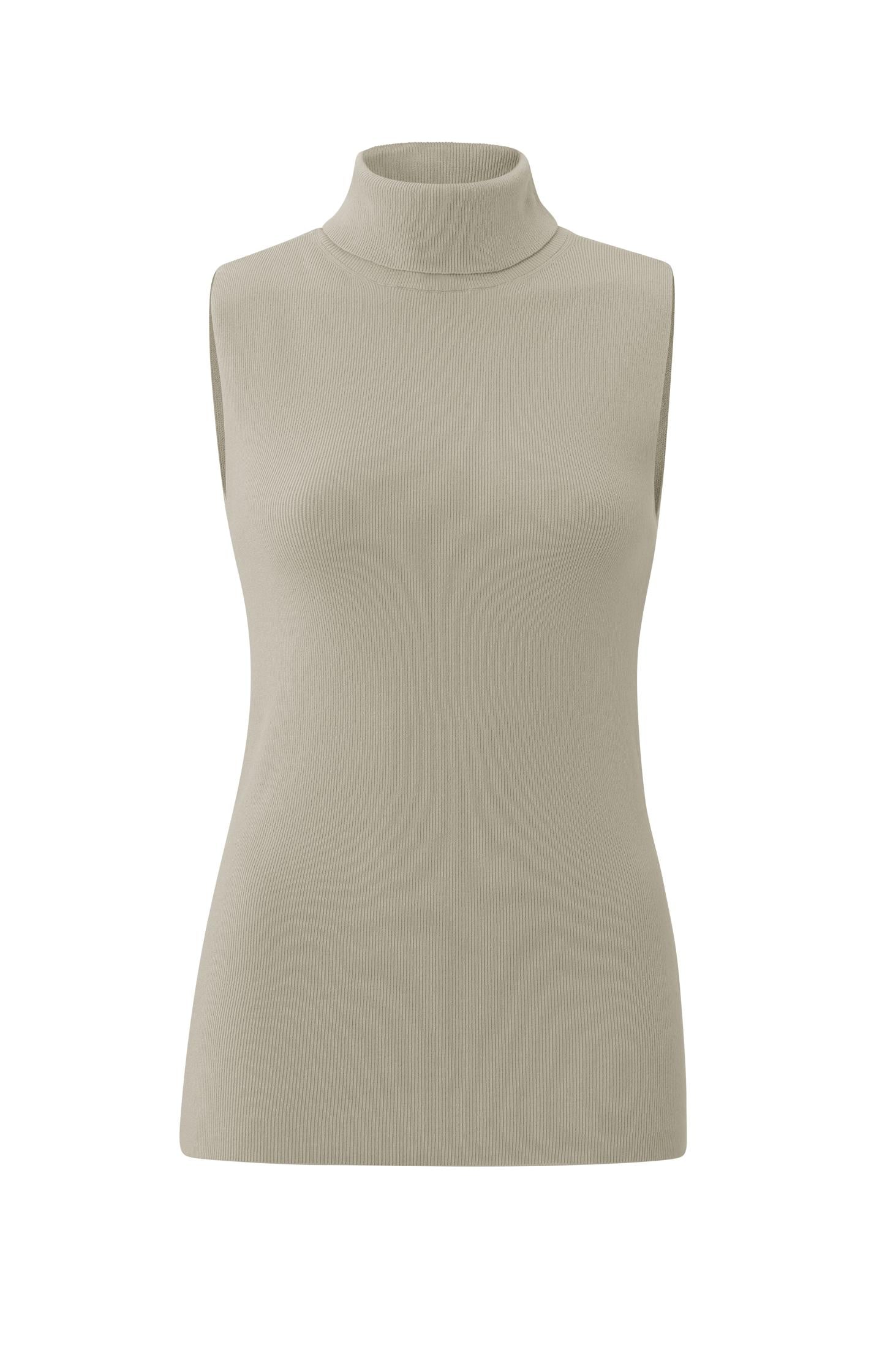 Sleeveless sweater with turtleneck and ribbed details - Type: product