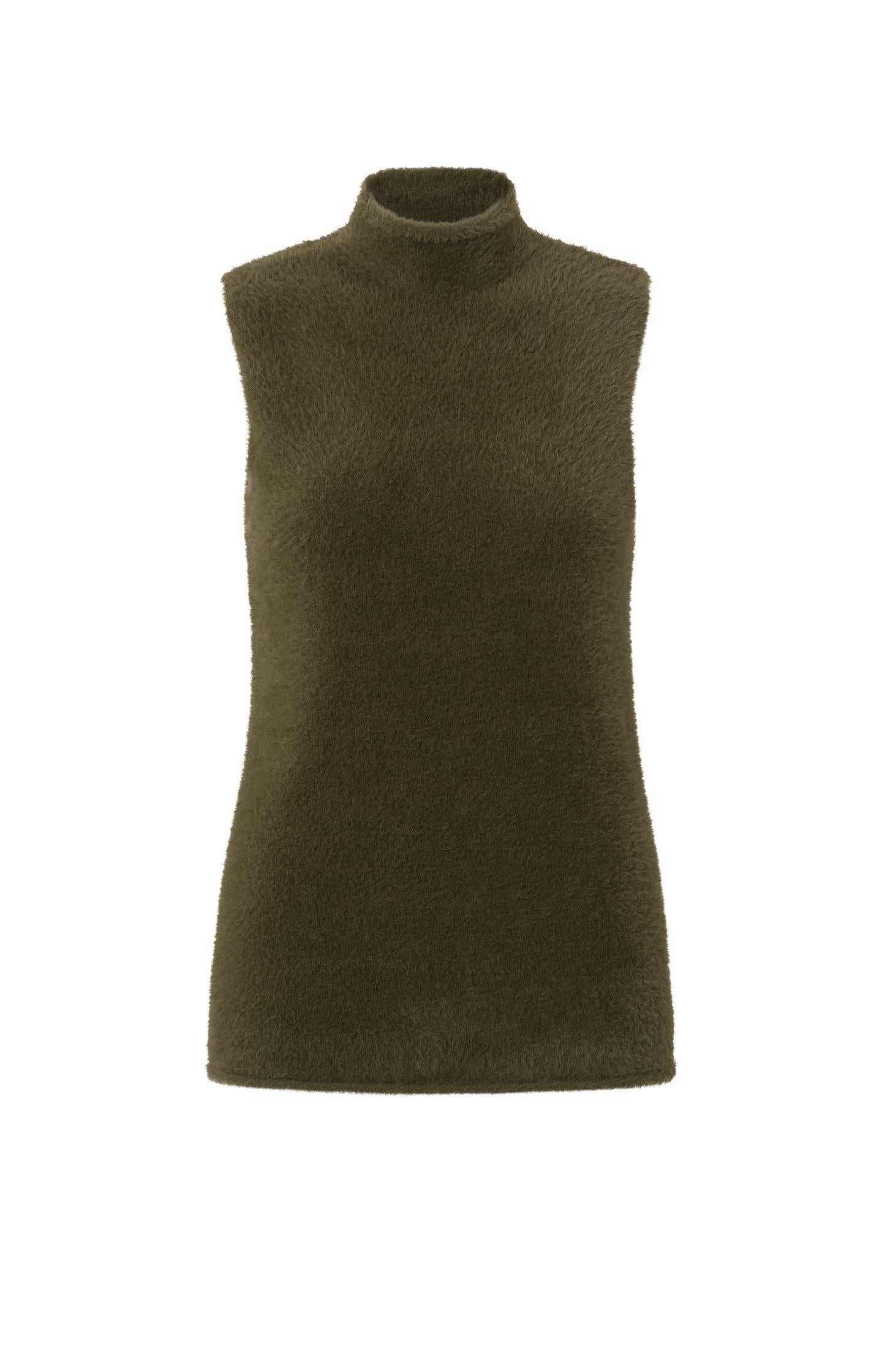 Sleeveless sweater with turtleneck in fluffy material - Type: product