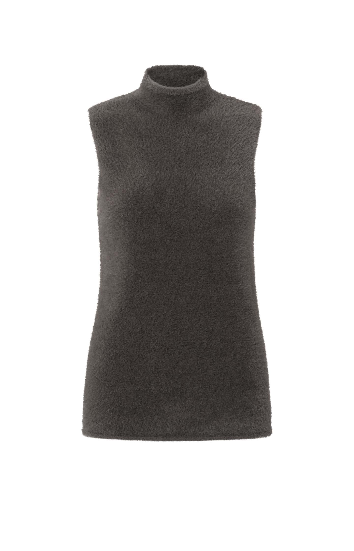 Sleeveless sweater with turtleneck in fluffy material - Type: product