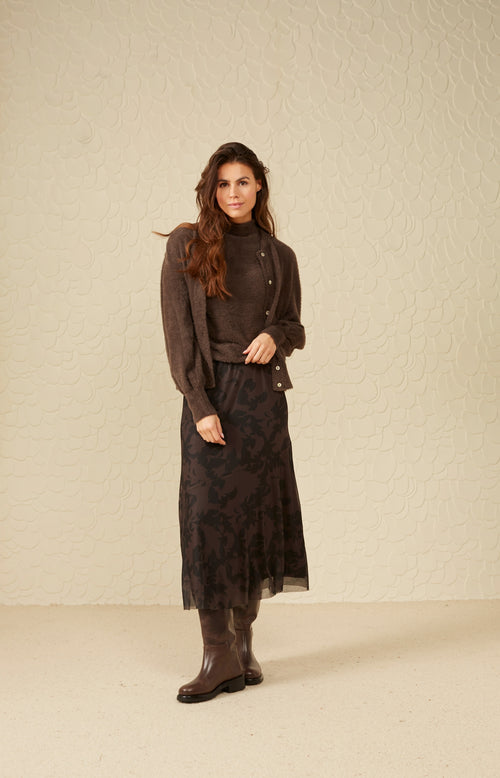 Sleeveless sweater with turtleneck in fluffy material - Mulch Brown - Type: lookbook